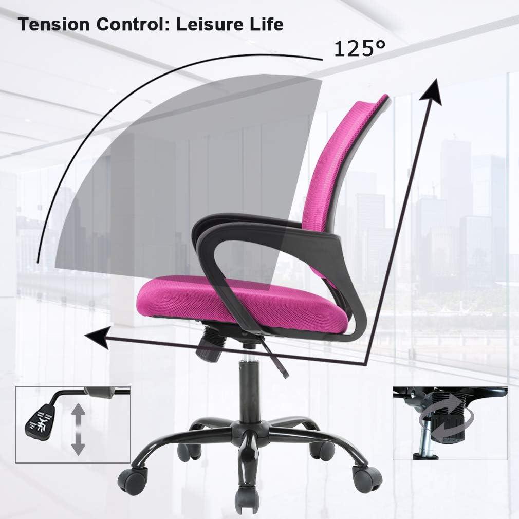Pink Mesh Mid Back Swivel Executive Office Chair Set