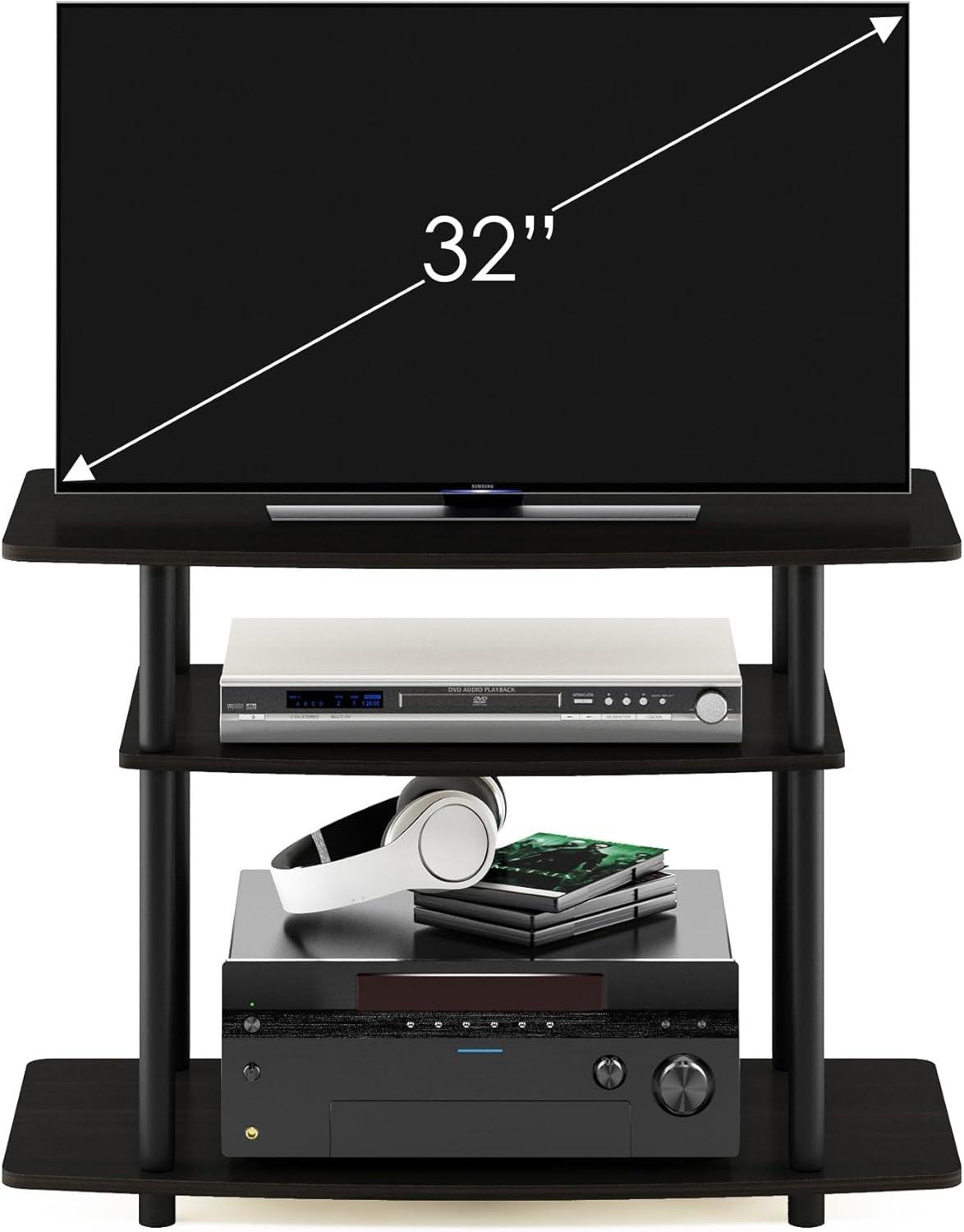 Espresso Black PVC Composite 3-Tier TV Stand with Mount