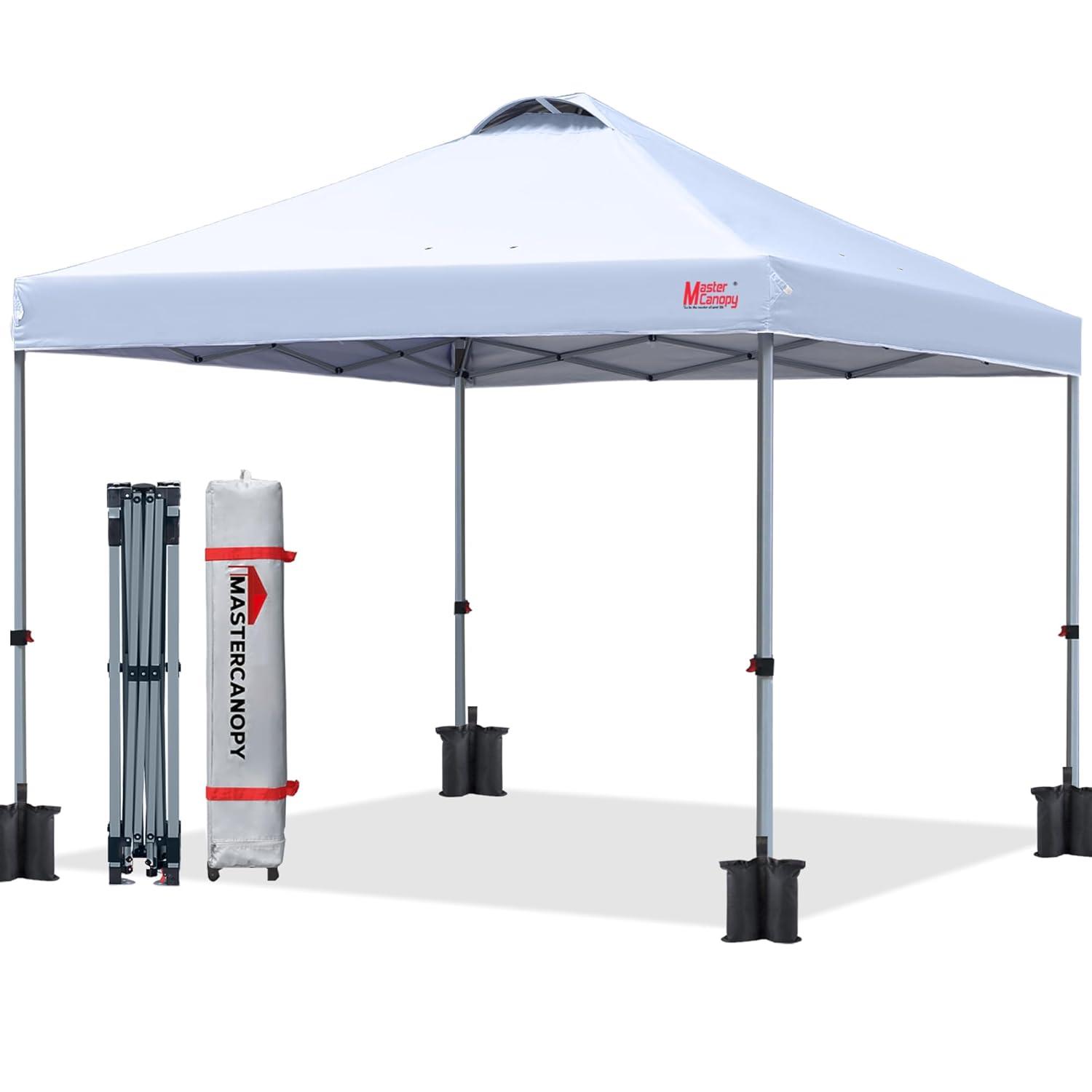 MASTERCANOPY Durable Pop-up Canopy Tent with Roller Bag (10x10, White)