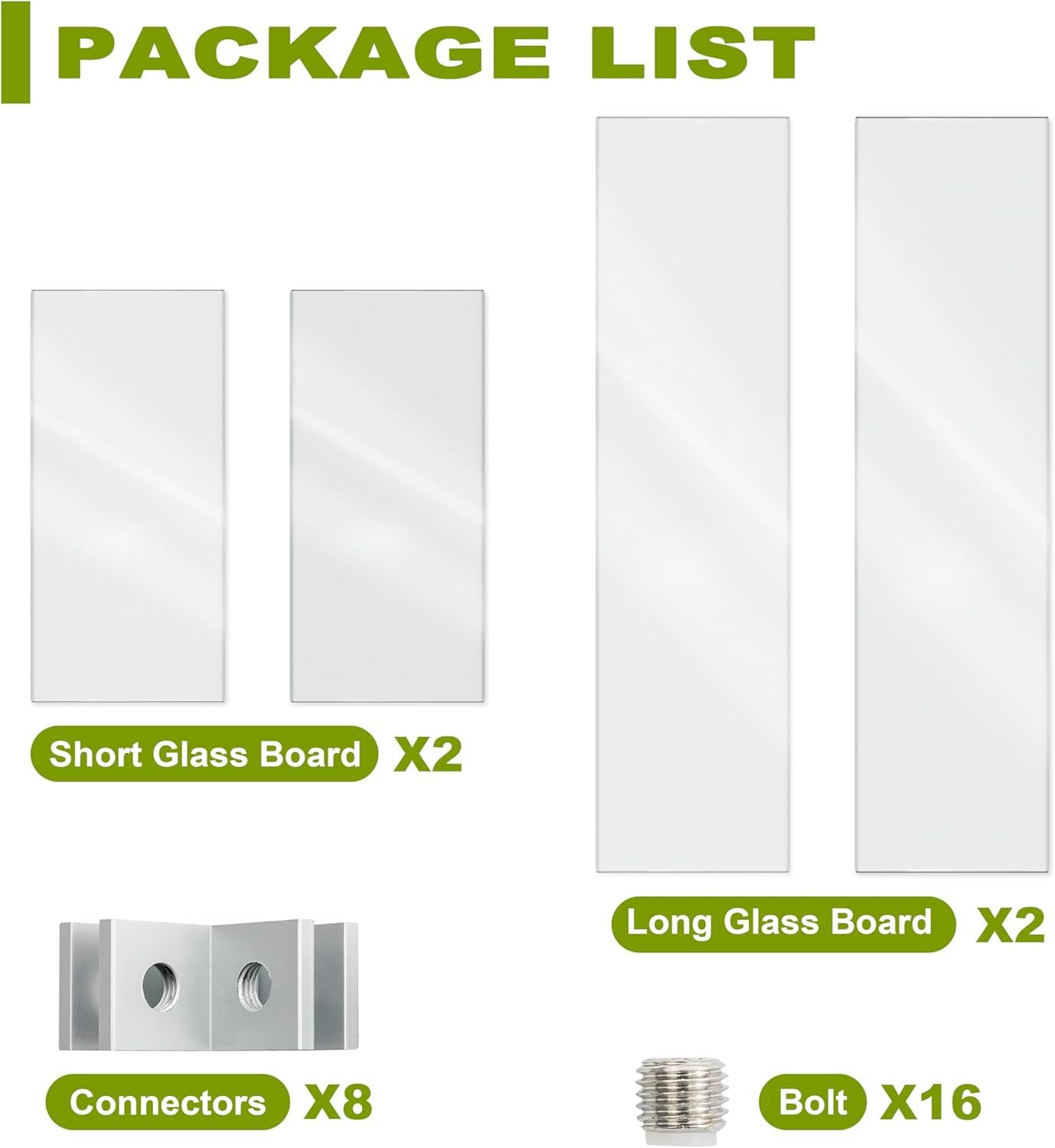 NUU GARDEN Glass Wind Guard For Fire Pit Table, Tempered Glass Heat Resistance