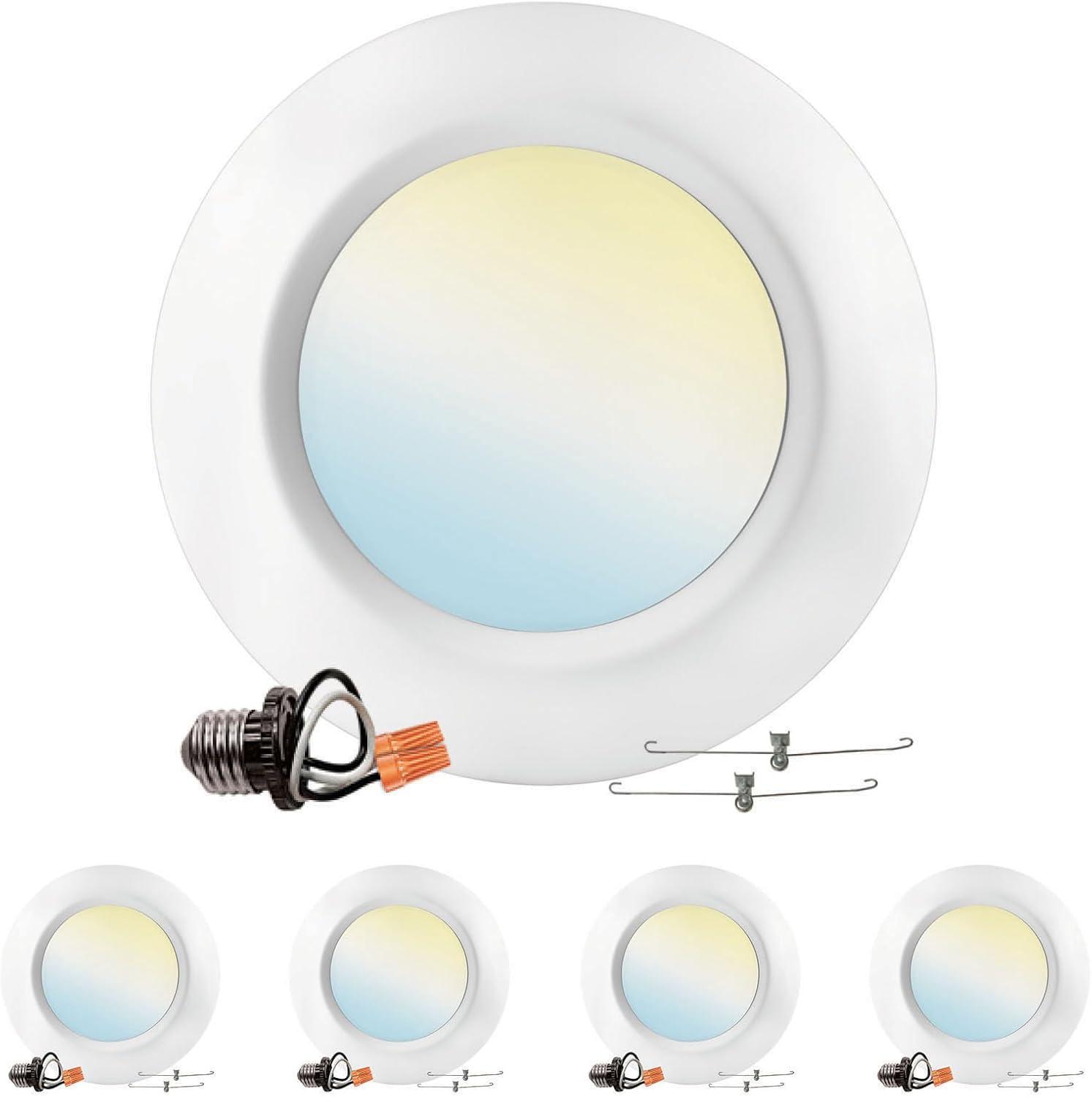 White 6-Inch LED Disk Light with Adjustable Color Temperature