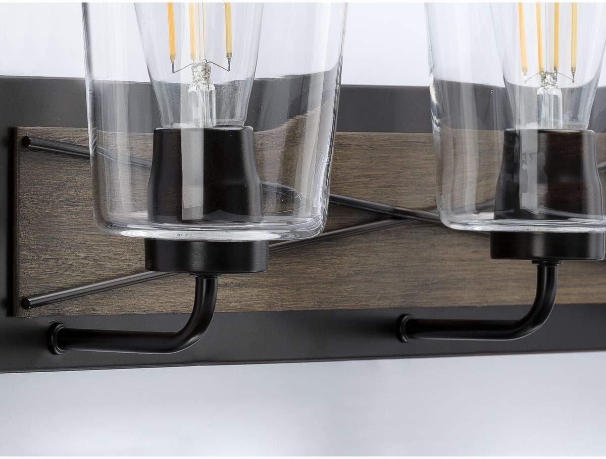 Progress Lighting Briarwood 3-Light Bath Vanity in Antique Bronze with Clear Glass Shades