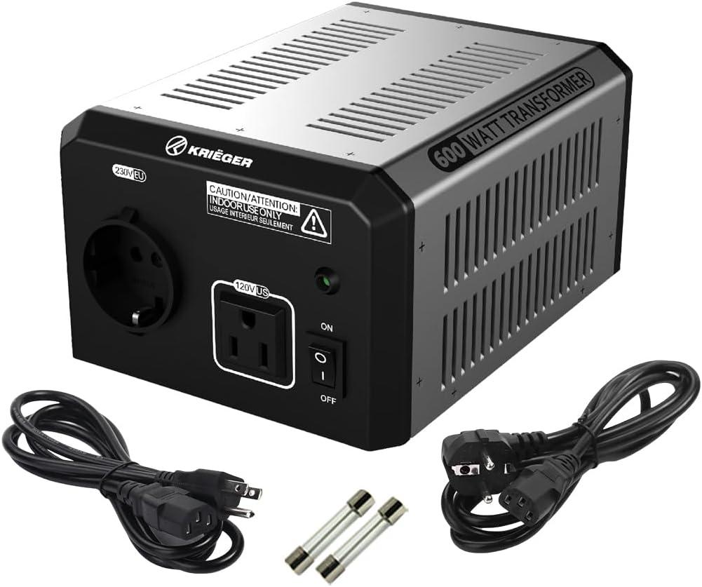 K KRIËGER 600 Watt Voltage Transformer, 220V to 110V, 110V to 220V, Step Up Step Down Voltage Converter, MET Approved Under UL, CSA