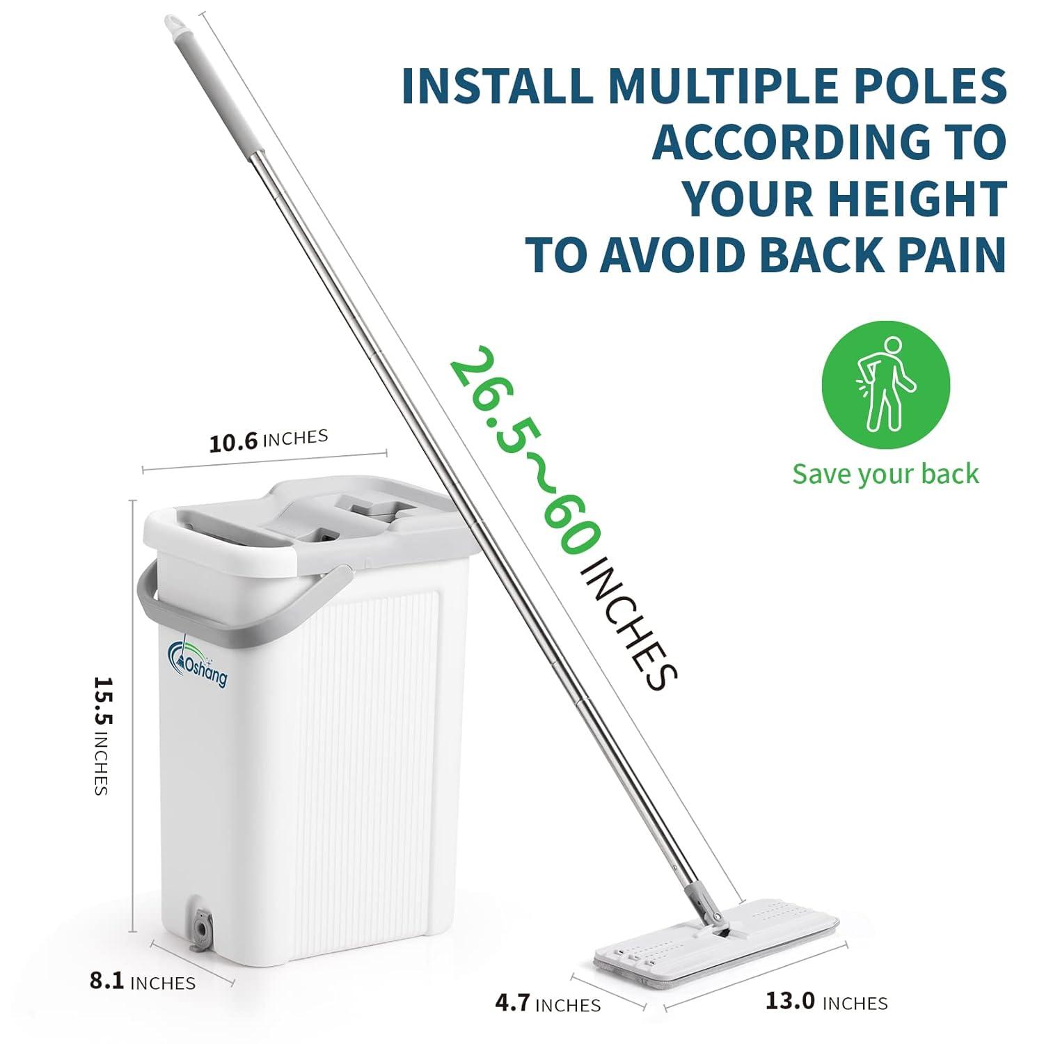Oshang Oshang Flat Mop and Bucket OG2 - Hand-Free Floor Cleaning Mop - 4 Microfiber Mop Pads Included