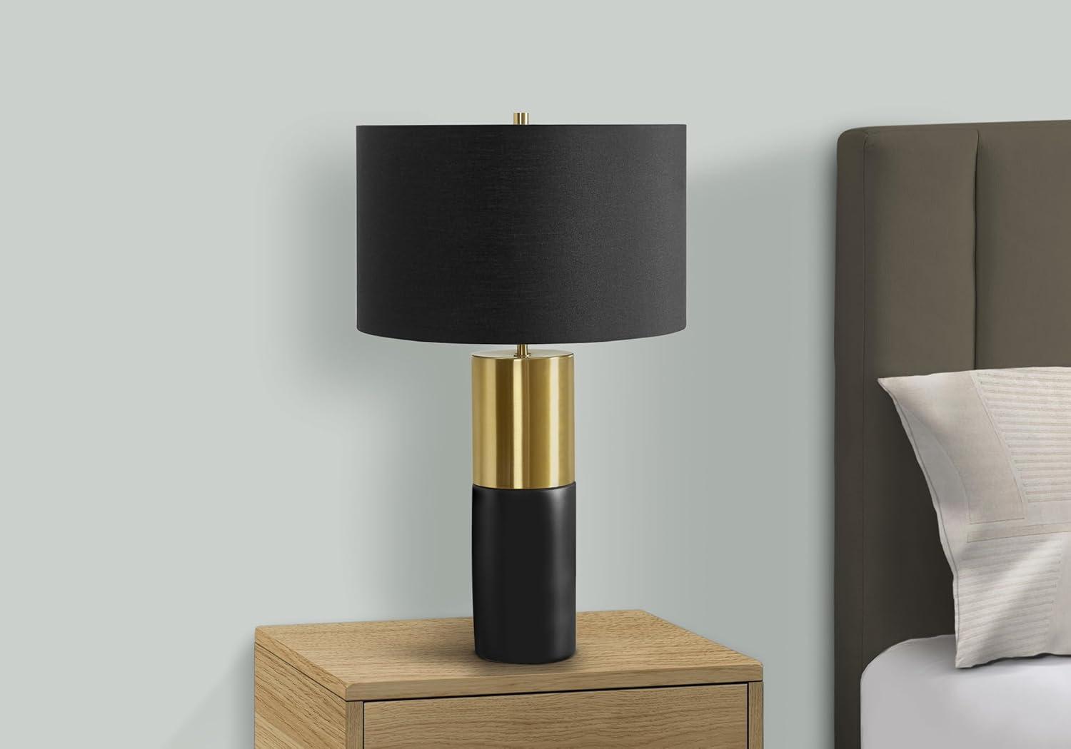 Monarch Specialties Lighting 25inchH Table Lamp Black Concrete Black Shade Contemporary