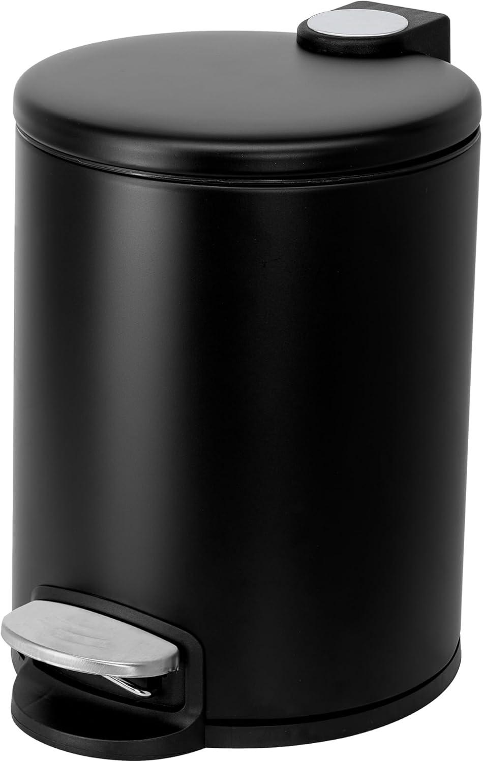 Acento Round slow-close bathroom wastebin with premium pedal, spot accent and lid (5L)