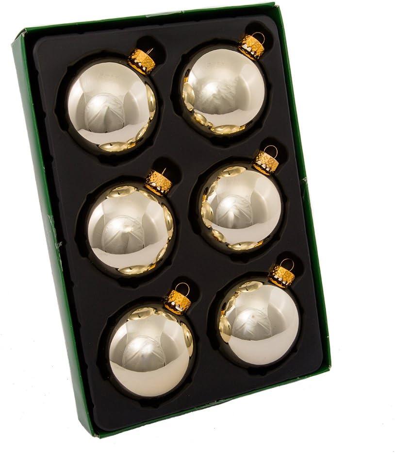 Shiny Gold 65mm Glass Ball Ornaments, 6-Piece Set