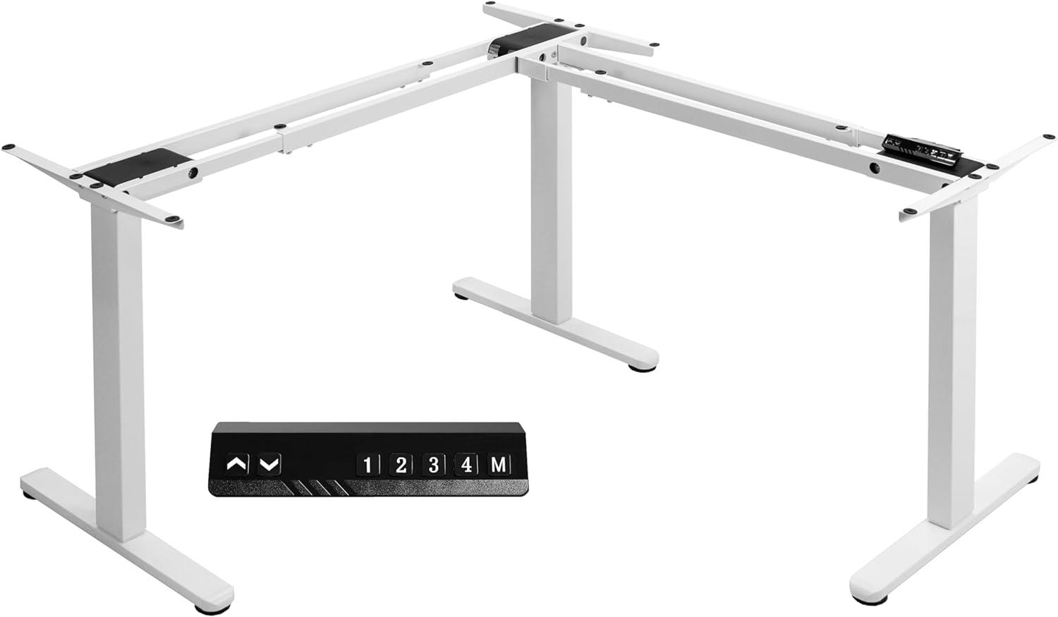 White Electric Multi-Motor Height Adjustable Corner Desk Frame