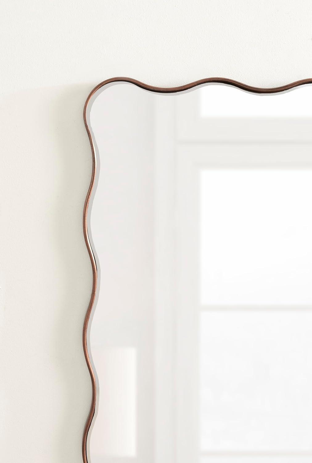 Kate and Laurel Viona Modern Scalloped Rectangle Mirror, 24 x 36, Bronze, Decorative Bathroom Mirror for Over Sink with Unique Rippled Edge for Wavy Wall Decor Accent