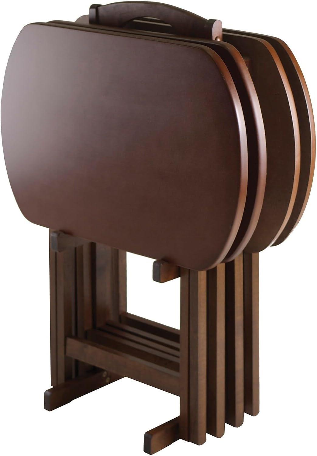 Winsome Corbett 5-Piece Oversize Snack Table Set, Walnut Finish