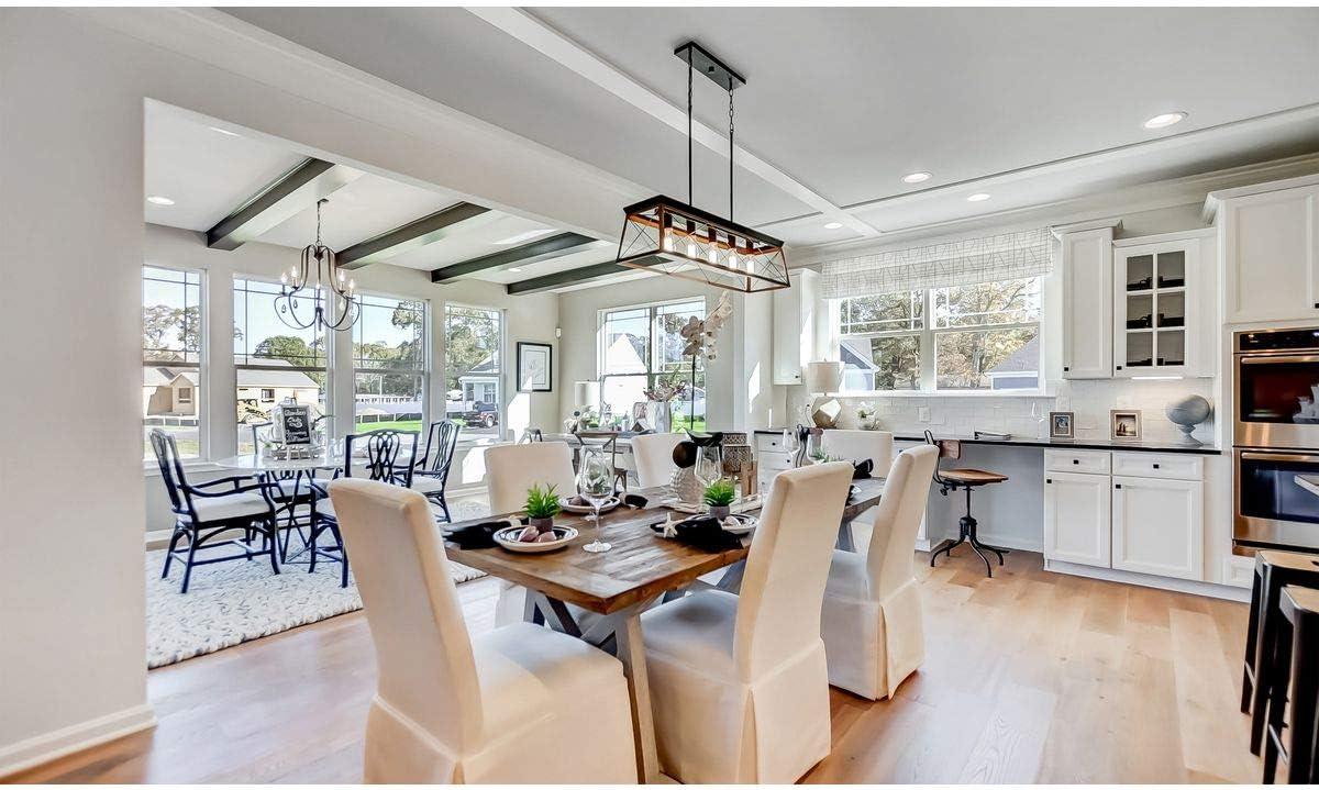 Progress Lighting Briarwood 5-Light Linear Chandelier, Antique Bronze, Faux-Painted Wood Enclosure