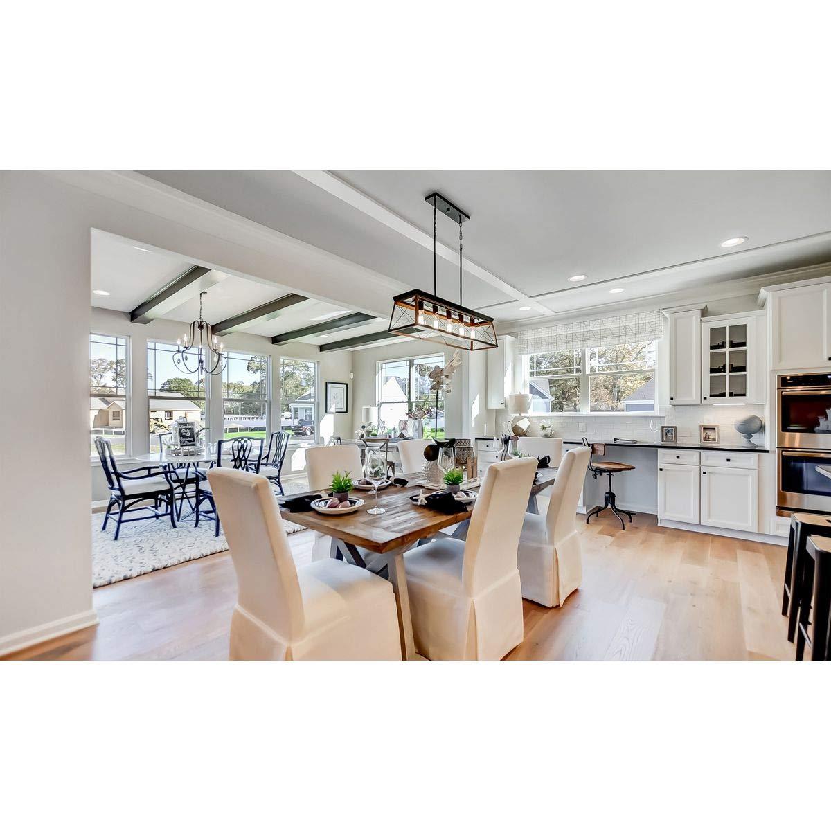 Progress Lighting Briarwood 5-Light Linear Chandelier, Antique Bronze, Faux-Painted Wood Enclosure