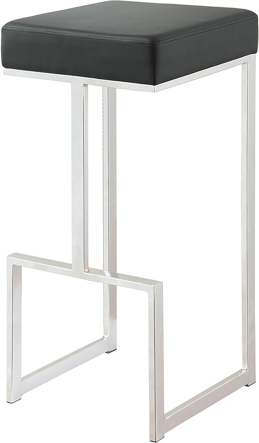 Coaster Gervase Modern Upholstered Square Barstool Black/Chrome