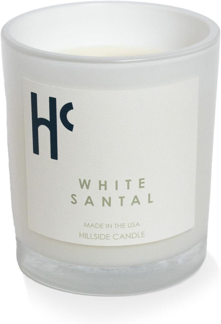 Hillside Candle White Santal Single Wick Soy Candles, Luxury Scented Candles for Home - Up to 60 Hour Burn Time, Cruelty-Free Soy Wax Blend - Lily of The Valley Fragrance, Notes of Wood & Musk (9 oz)