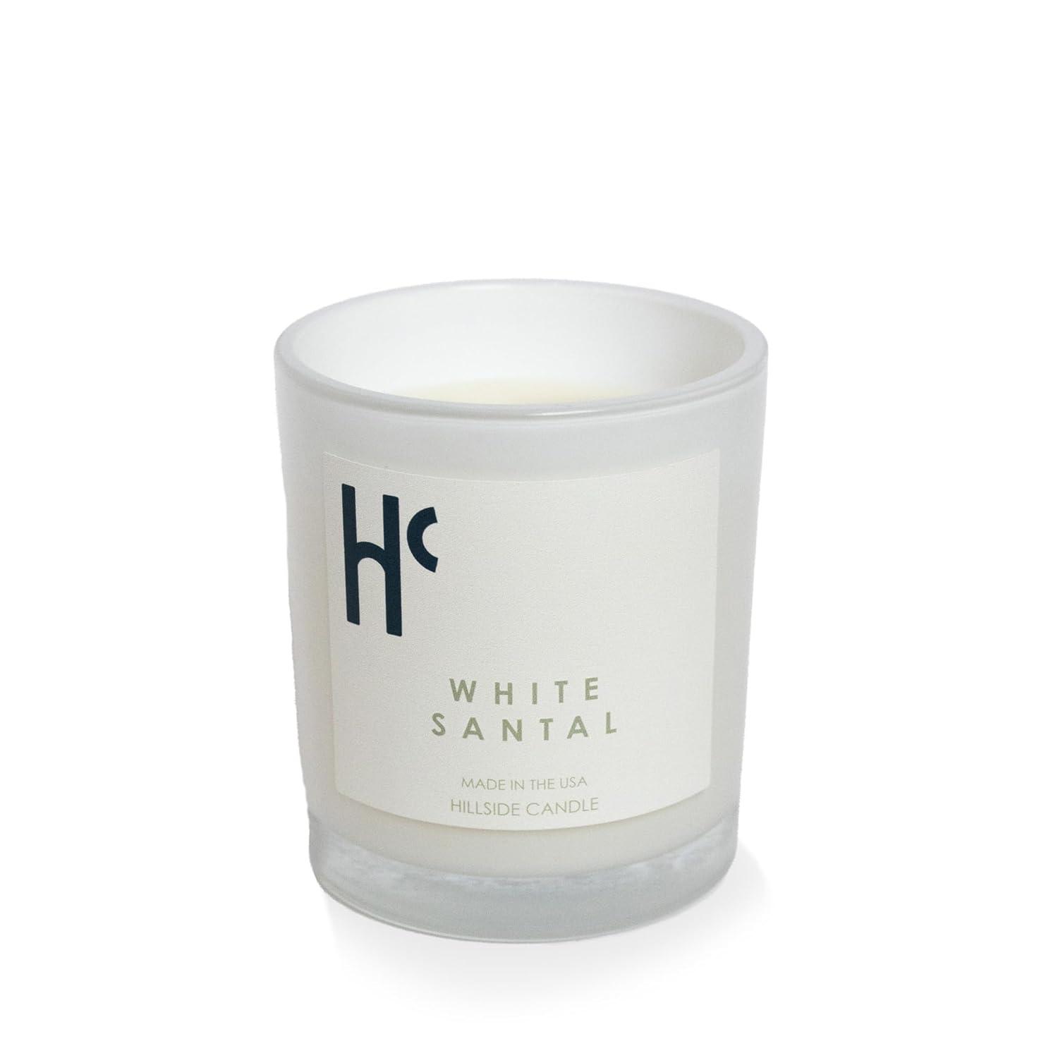 Hillside Candle White Santal Single Wick Soy Candles, Luxury Scented Candles for Home - Up to 60 Hour Burn Time, Cruelty-Free Soy Wax Blend - Lily of The Valley Fragrance, Notes of Wood & Musk (9 oz)