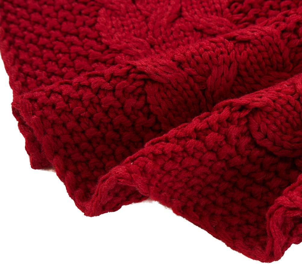 Classic Red Knitted Christmas Tree Skirt, 52 Inches