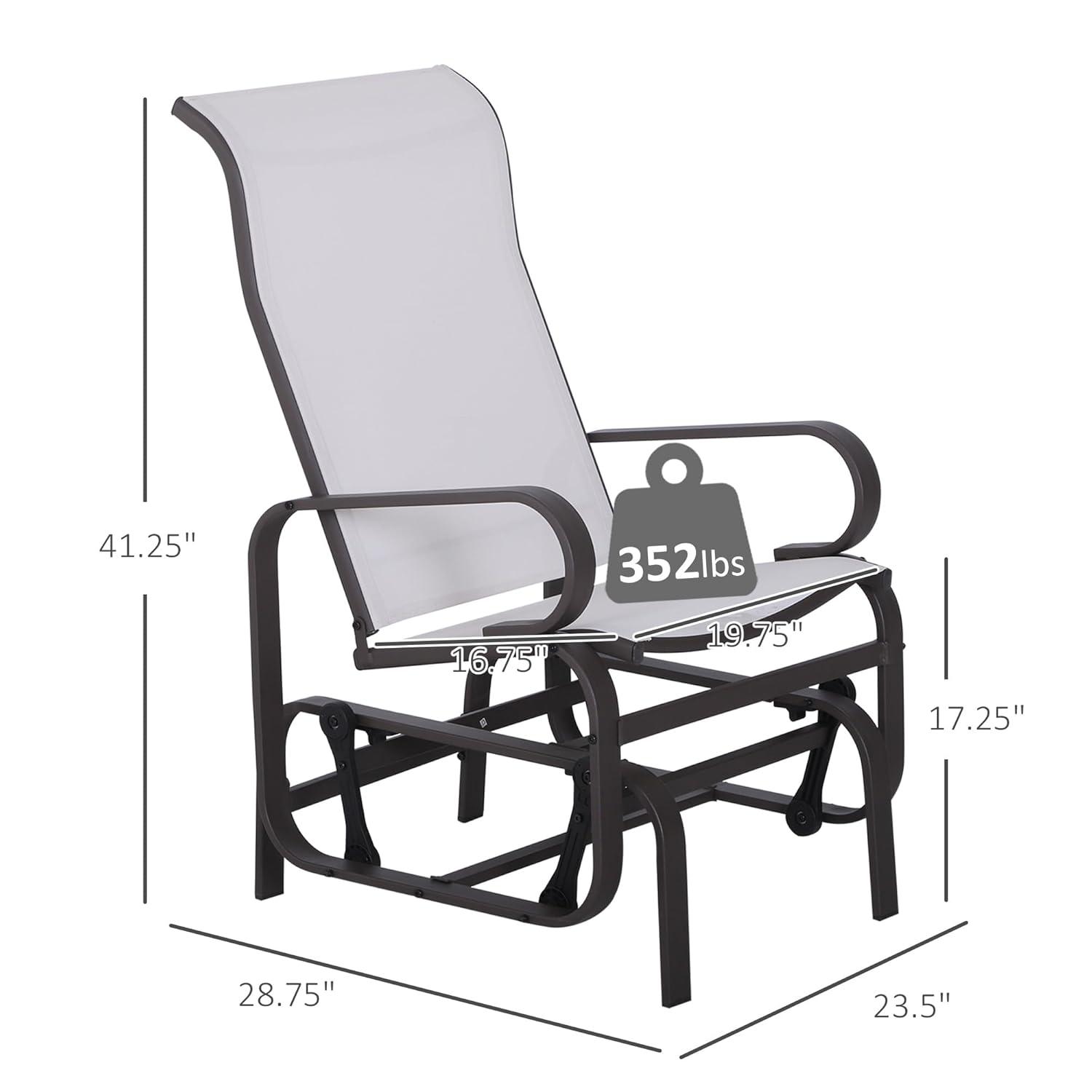 Outsunny Gliding Lounger Chair, Outdoor Swinging Chair with Smooth Rocking Arms and Lightweight Construction for Patio Backyard, White
