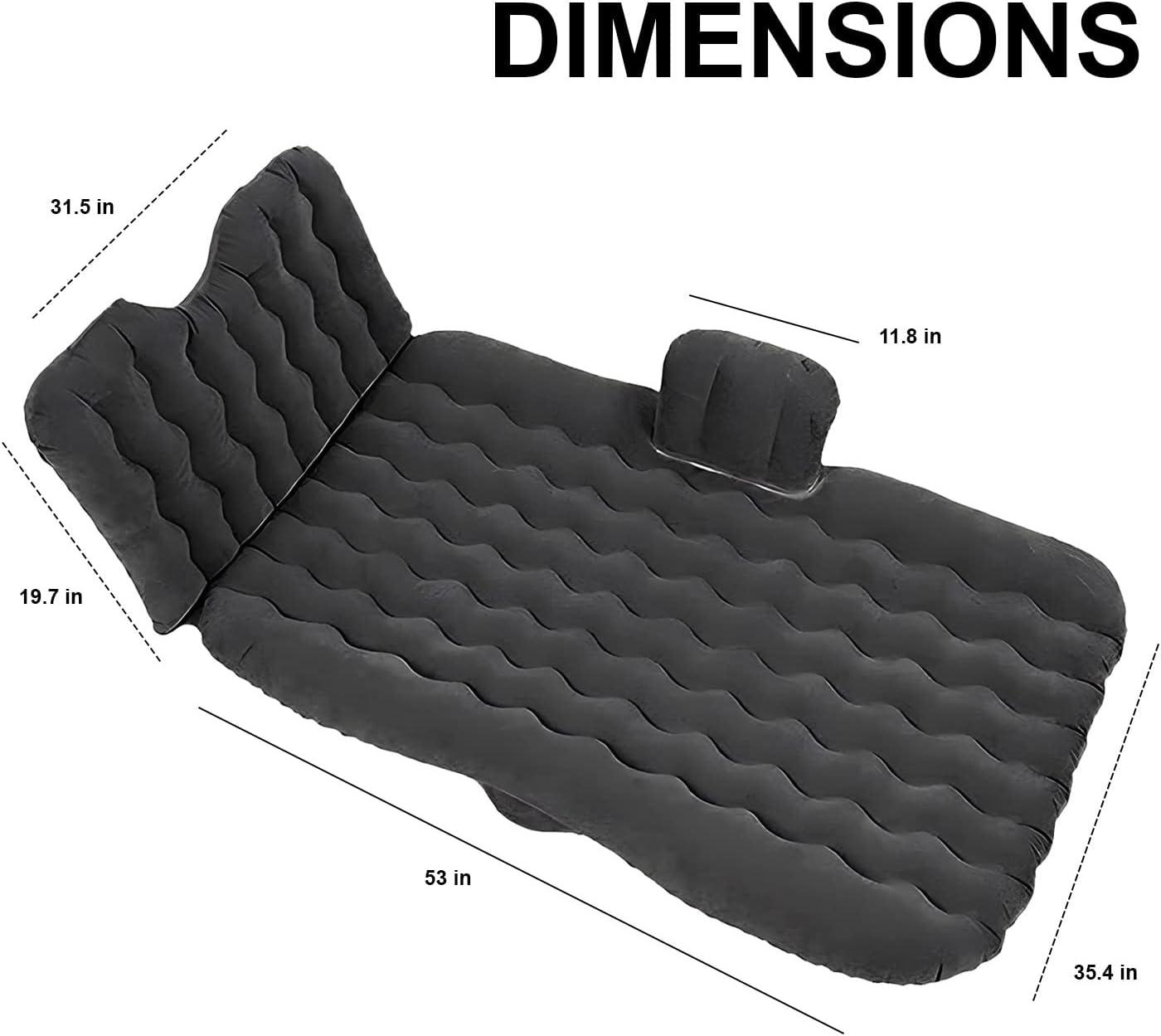 Zone Tech Car Travel Inflatable Air Mattress for the Back Seat With Pump Long Blow Up Camping Bed  Universal For Car ,SUV or Truck