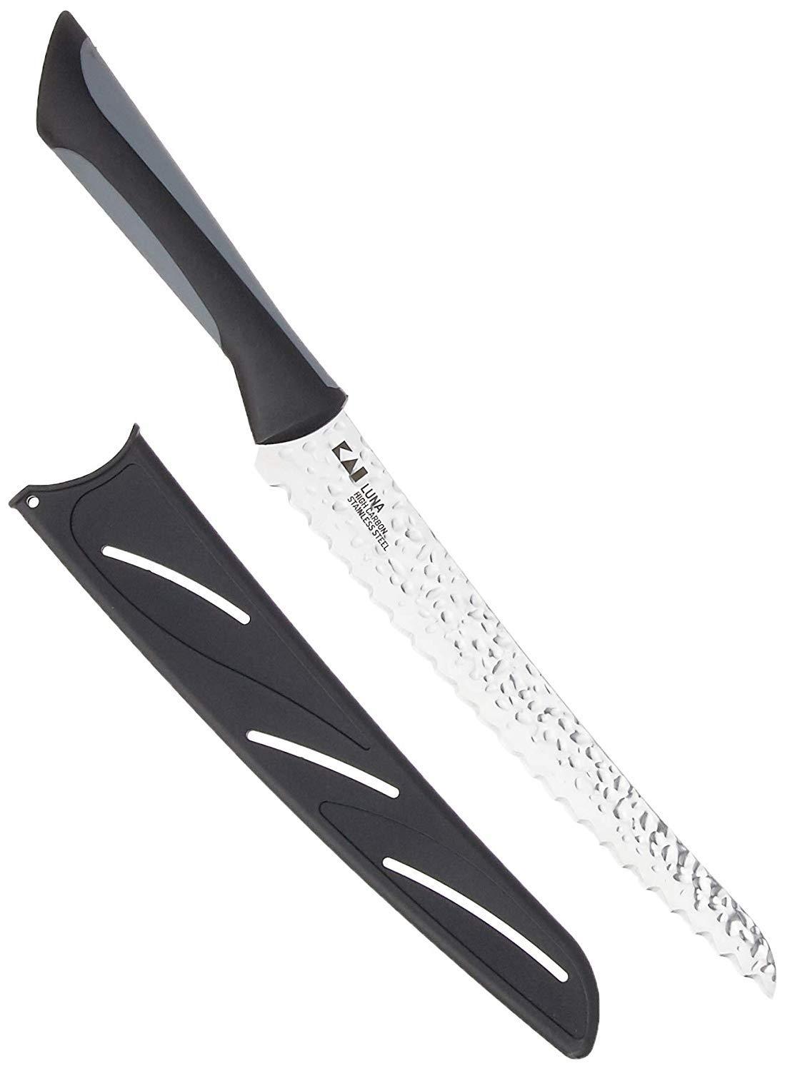 Kai PRO Luna Bread Knife 9”, Wide Serrations are Gentle on Bread, Comfortable Handle Offers Secure Grip in Wet Conditions Serrated Kitchen Knife