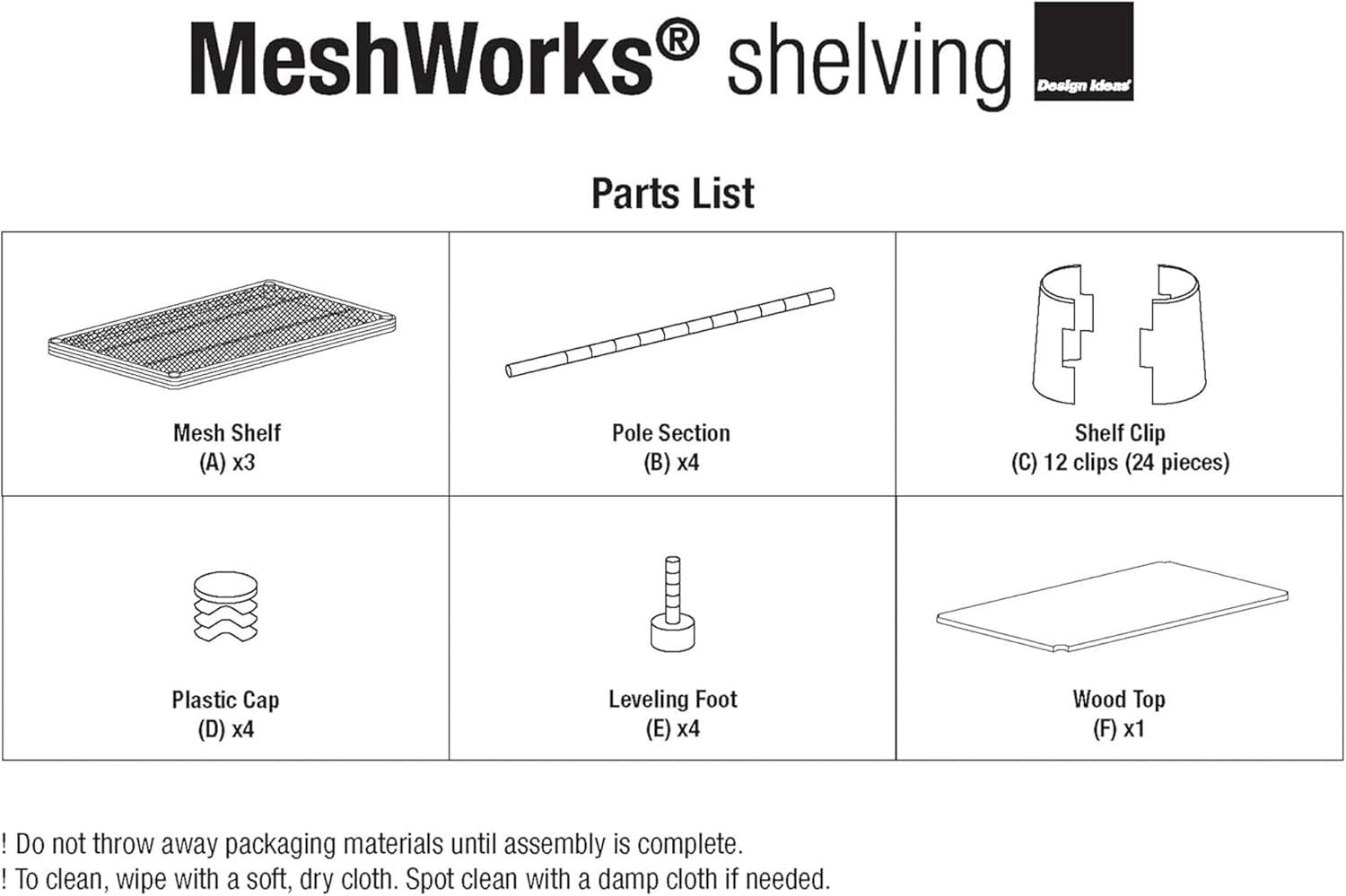 Design Ideas MeshWorks Metal Storage Wood Top Workbench Shelving Unit