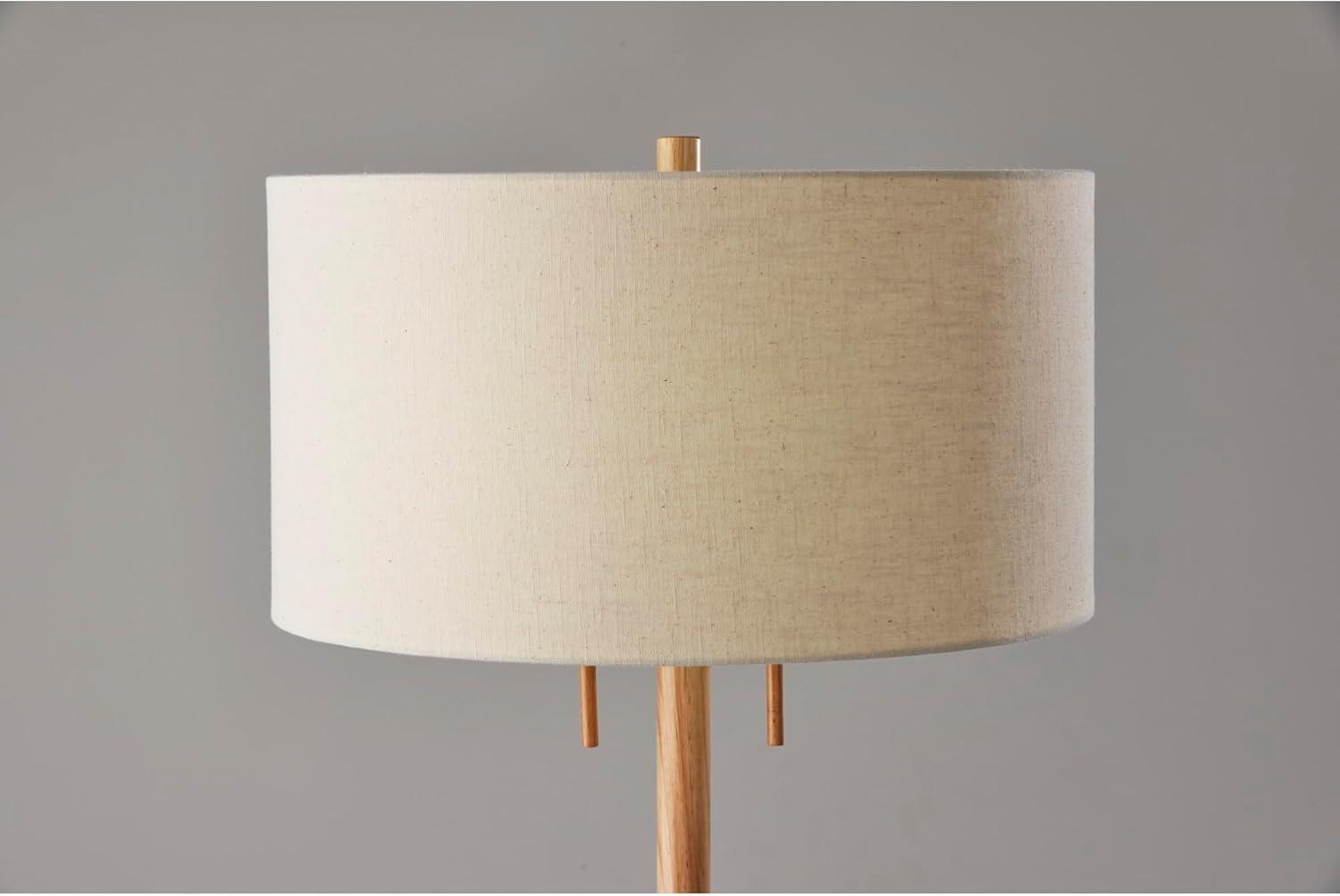 Madeline Floor Lamp Natural Rubberwood Antique Brass - Adesso