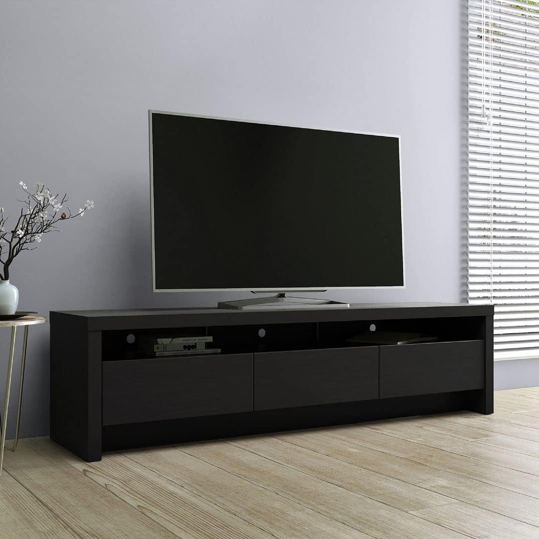Sylvan TV Stand for TVs up to 60" Black - Manhattan Comfort: Modern Media Console with Cable Management & Storage