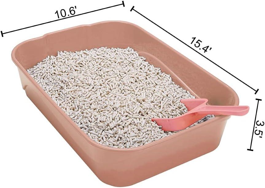 Kitty Litter Box Starter Kit - Small Cat Litter Pan Without Lid, Litter Mat, Scoop and Bowl for Kitten Within 3 Months