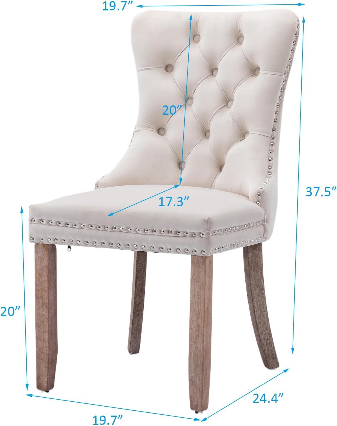 ODUSE-DAILY Velvet Dining Chairs Set of 2, Navy Kitchen & Dining Room Chairs, Tufted Dining Chairs, Fabric Upholstered, Solid Wood, Sillas De Comedor (Blue, 2 Pcs)