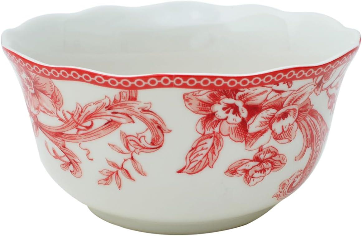222 Fifth 222 Fifth Christmas Lane Red 16-Piece Porcelain Dinnerware Set - Service For 4, Plates, Bowls & Mugs