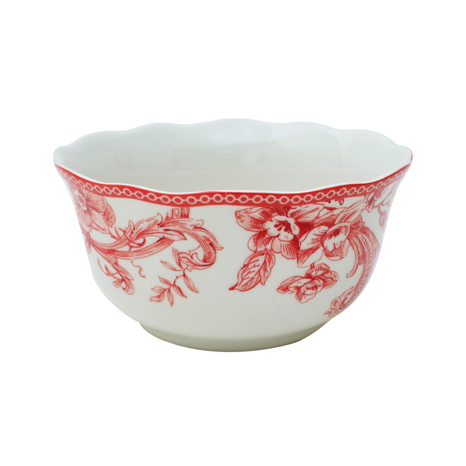 222 Fifth 222 Fifth Christmas Lane Red 16-Piece Porcelain Dinnerware Set - Service For 4, Plates, Bowls & Mugs