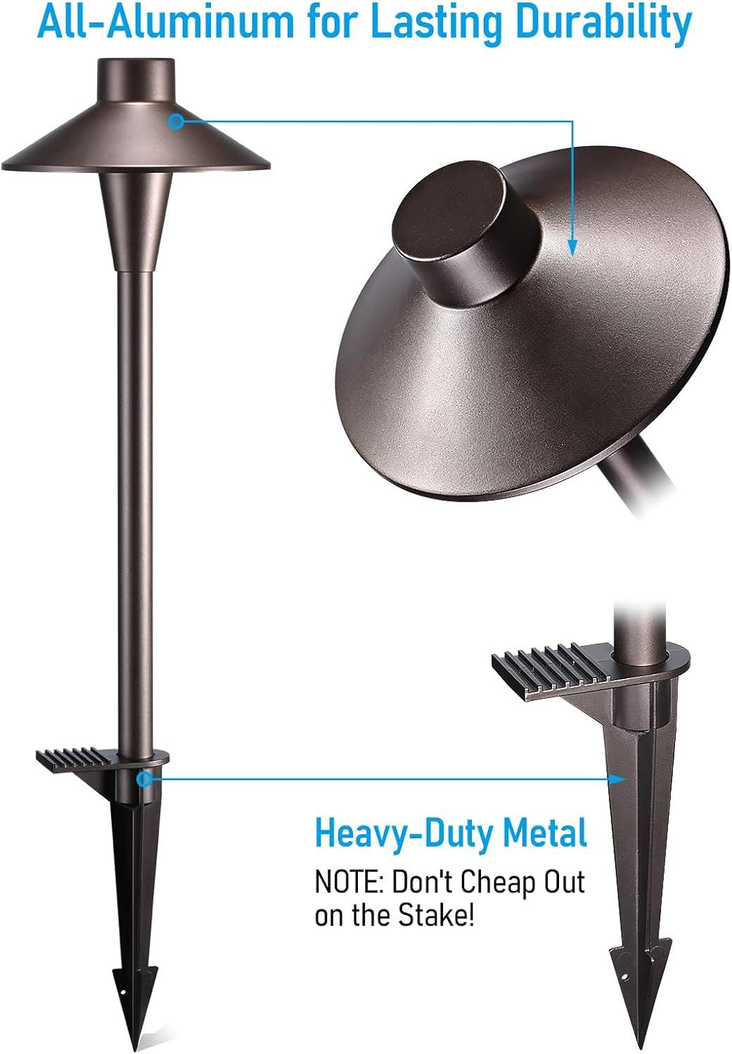 3CCT Low Voltage Landscape Pathway Lights, 5W LED Landscape Path Light, Aluminum, Oil Rubbed Bronze (Set of 12)