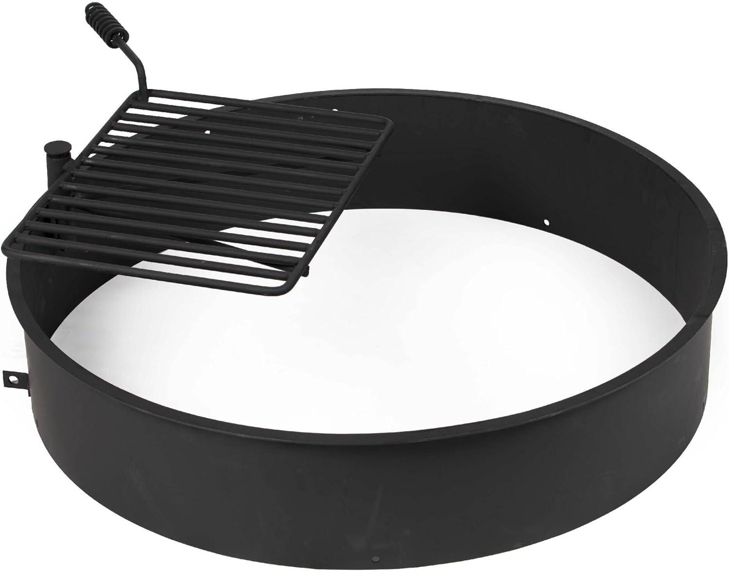 Ash & Ember 36" Black Steel Fire Ring with Grate