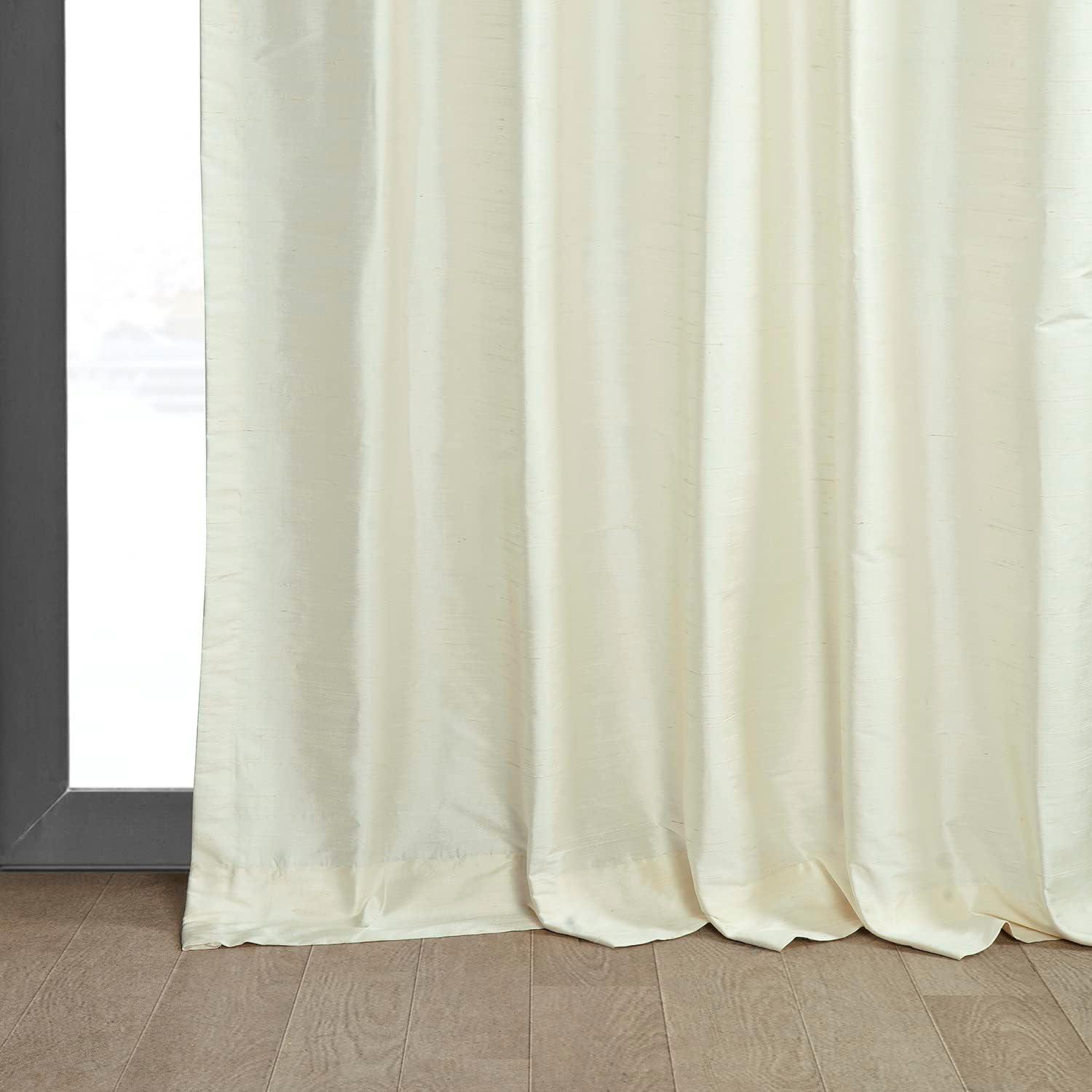 Pearl White Faux Silk Room-Darkening Curtain Panel 50" x 96"