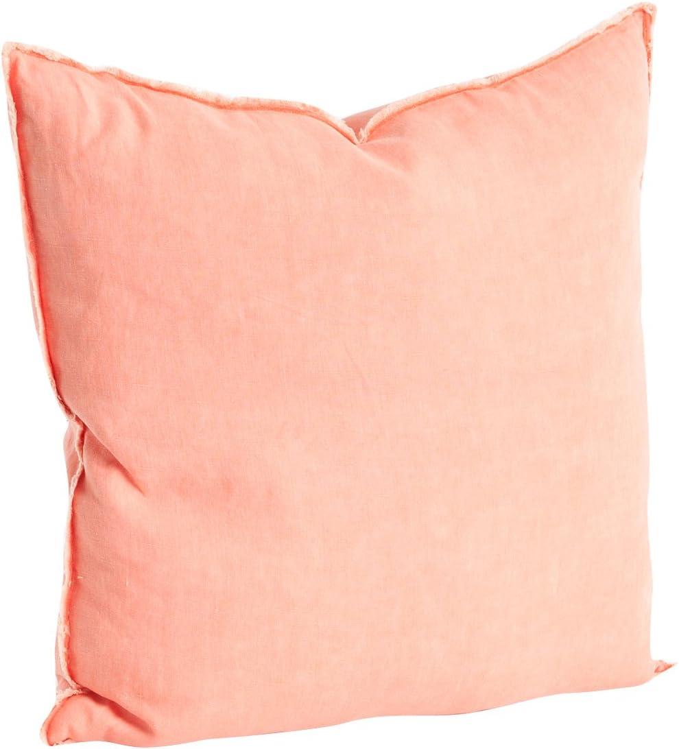 20"x20" Oversize Fringed Design Linen Square Throw Pillow Coral - Saro Lifestyle
