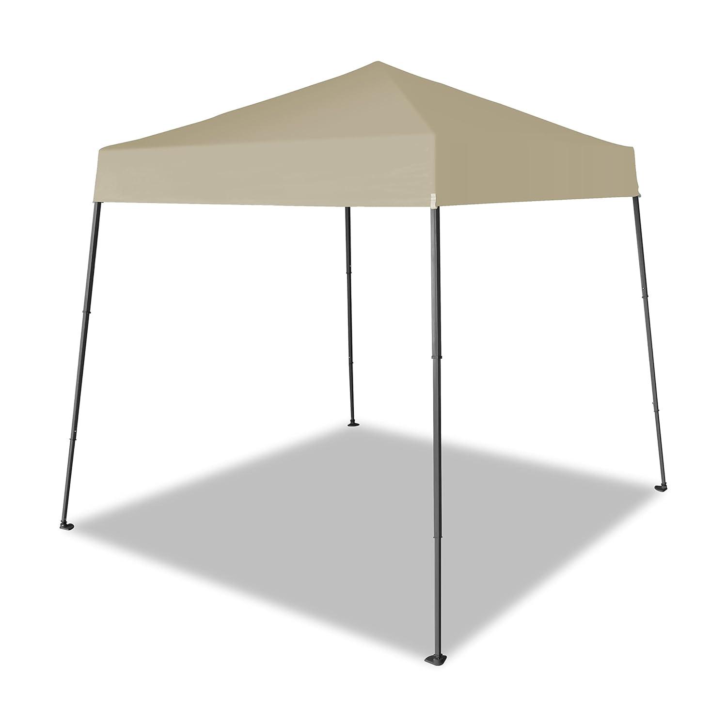 CROWN SHADES 6.5x6.5 Pop Up Canopy Tent, Slant Leg Outdoor Canopy with Carry Bag, Beach Tent, Sports Shelter(Beige)