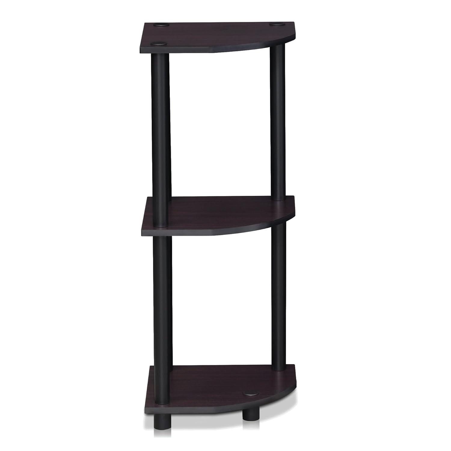 Furinno 3-Tier Corner Display Rack Multipurpose Shelving Unit Industrial Ladder Bookcase,Dark Walnut