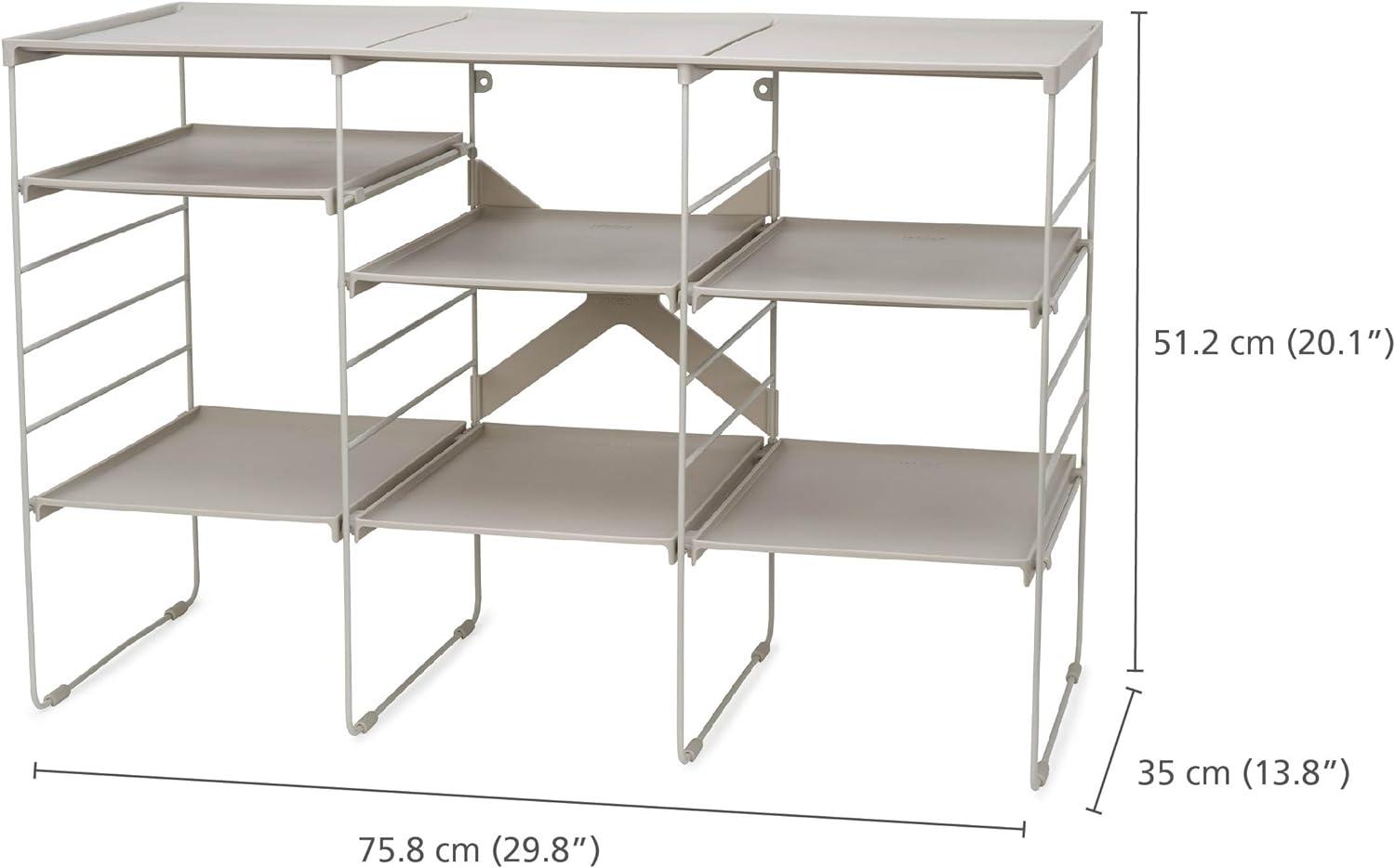 Joseph Joseph Level Plus Adjustable Shoe Rack - Stores 12 Pairs: Freestanding Carbon Steel Frame, Off-White, 29.8" Width