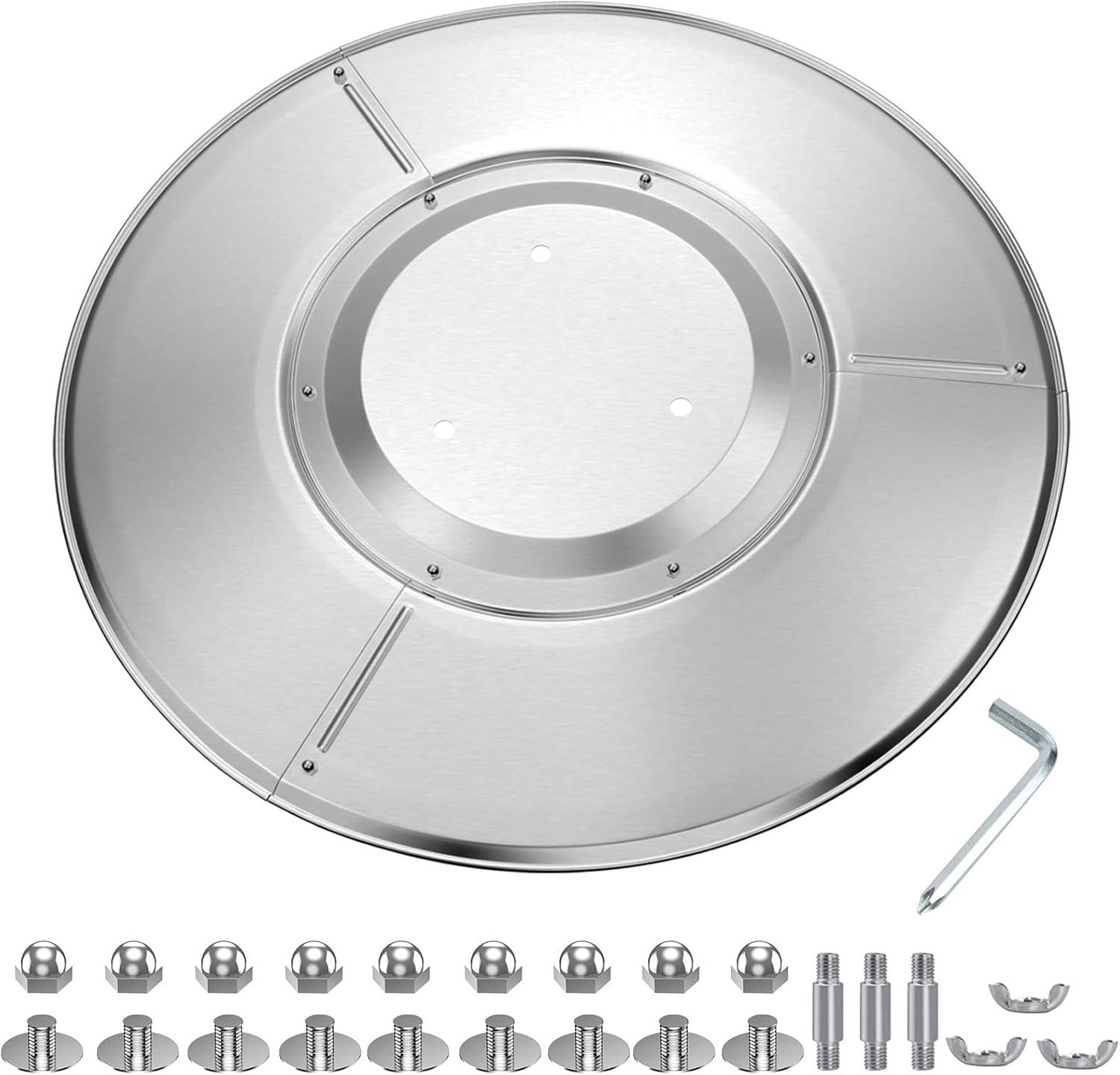 Upgtaded Aluminum Patio Heater Reflector Shield, Propane Outdoor Heater Replacement Parts, Silver Patio Heater Parts, Heat Reflector Shield - Top Dome(3-Hole Mount，33" Diameter Round)