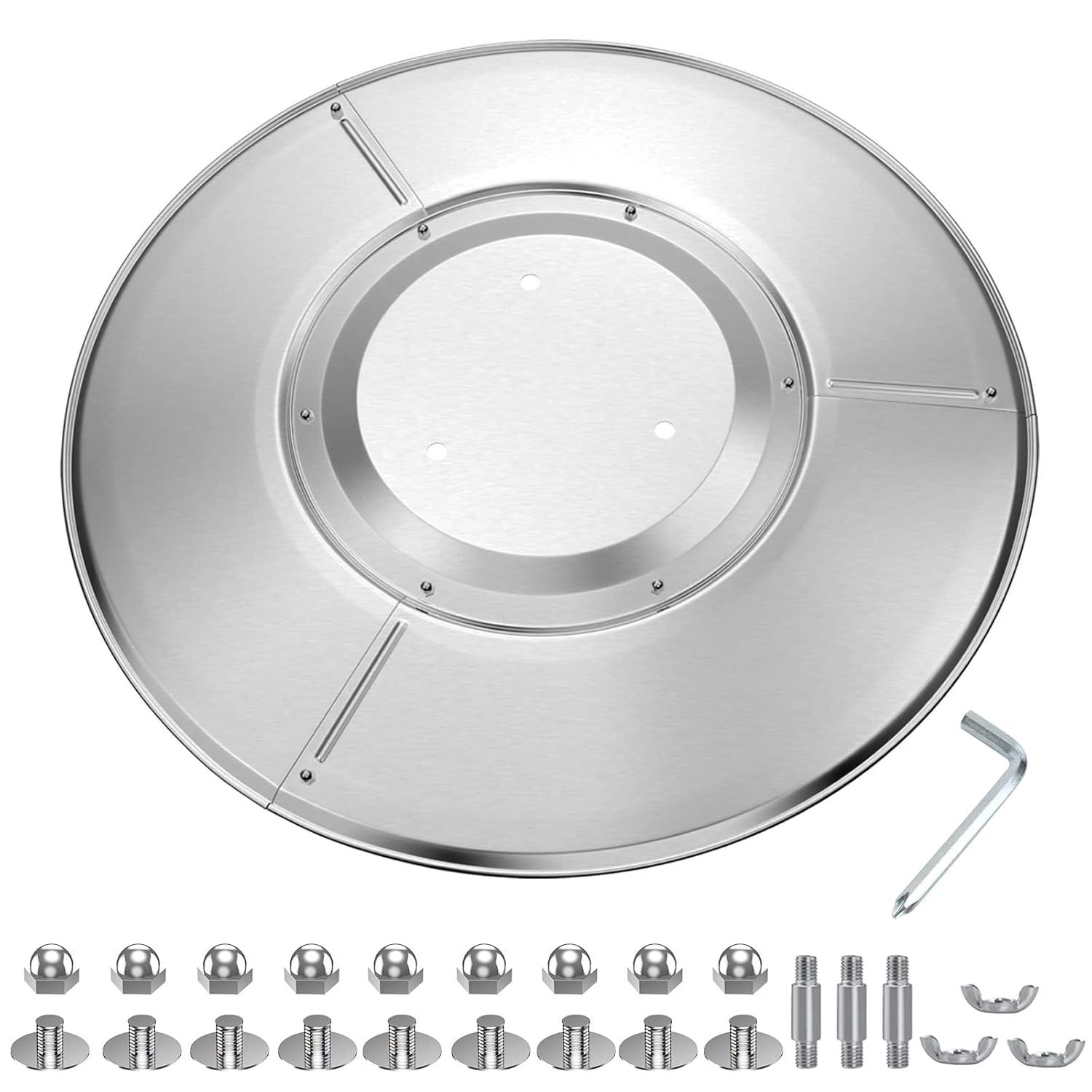 Upgtaded Aluminum Patio Heater Reflector Shield, Propane Outdoor Heater Replacement Parts, Silver Patio Heater Parts, Heat Reflector Shield - Top Dome(3-Hole Mount，33" Diameter Round)