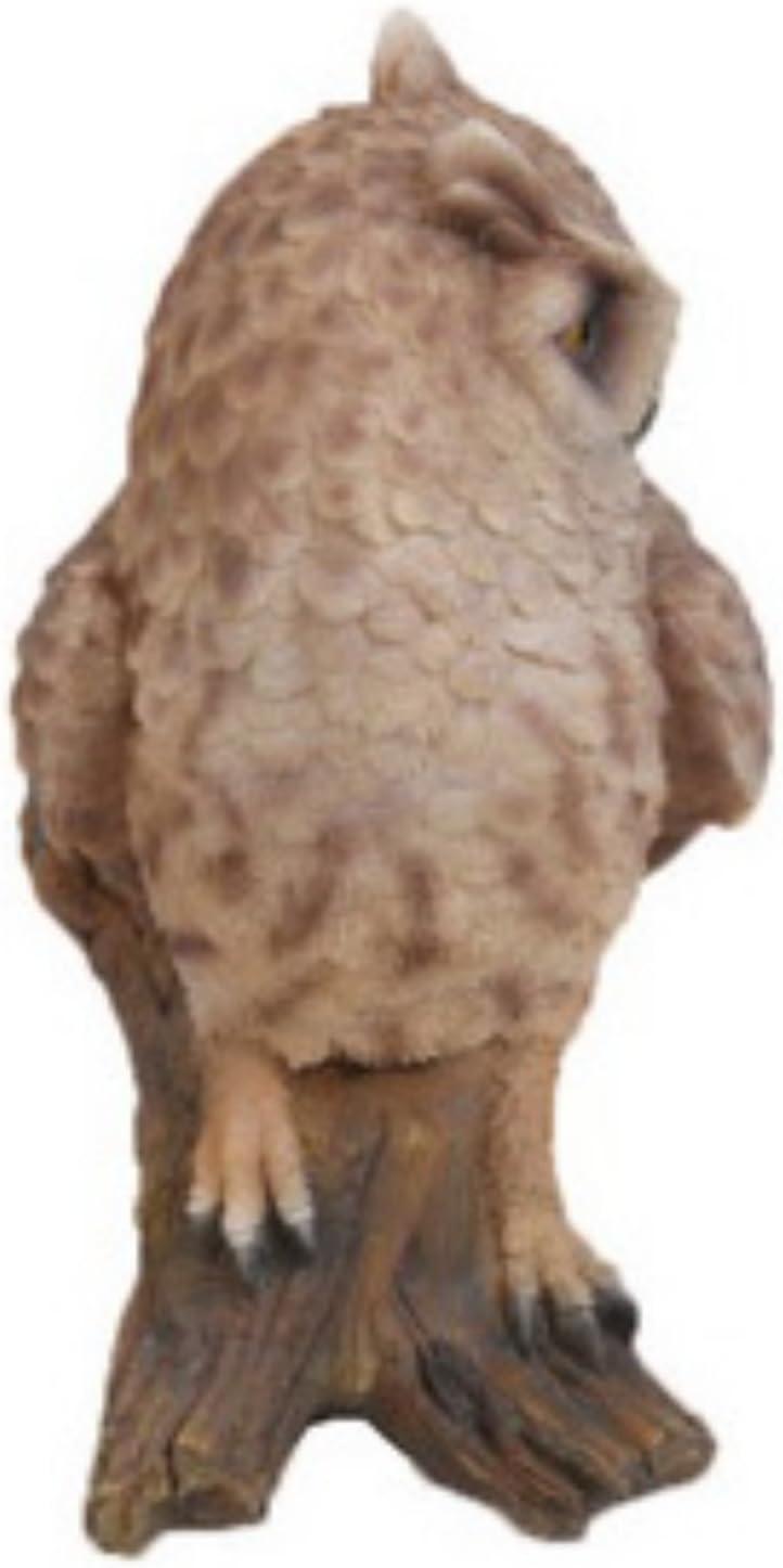 Small Brown Polyresin Screech Owl on Stump Statue