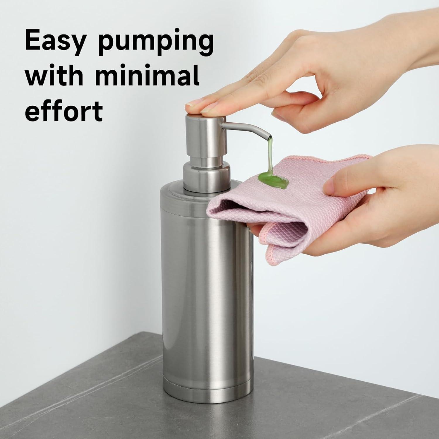 Brushed Nickel Stainless Steel Refillable Soap Dispenser - 300ml