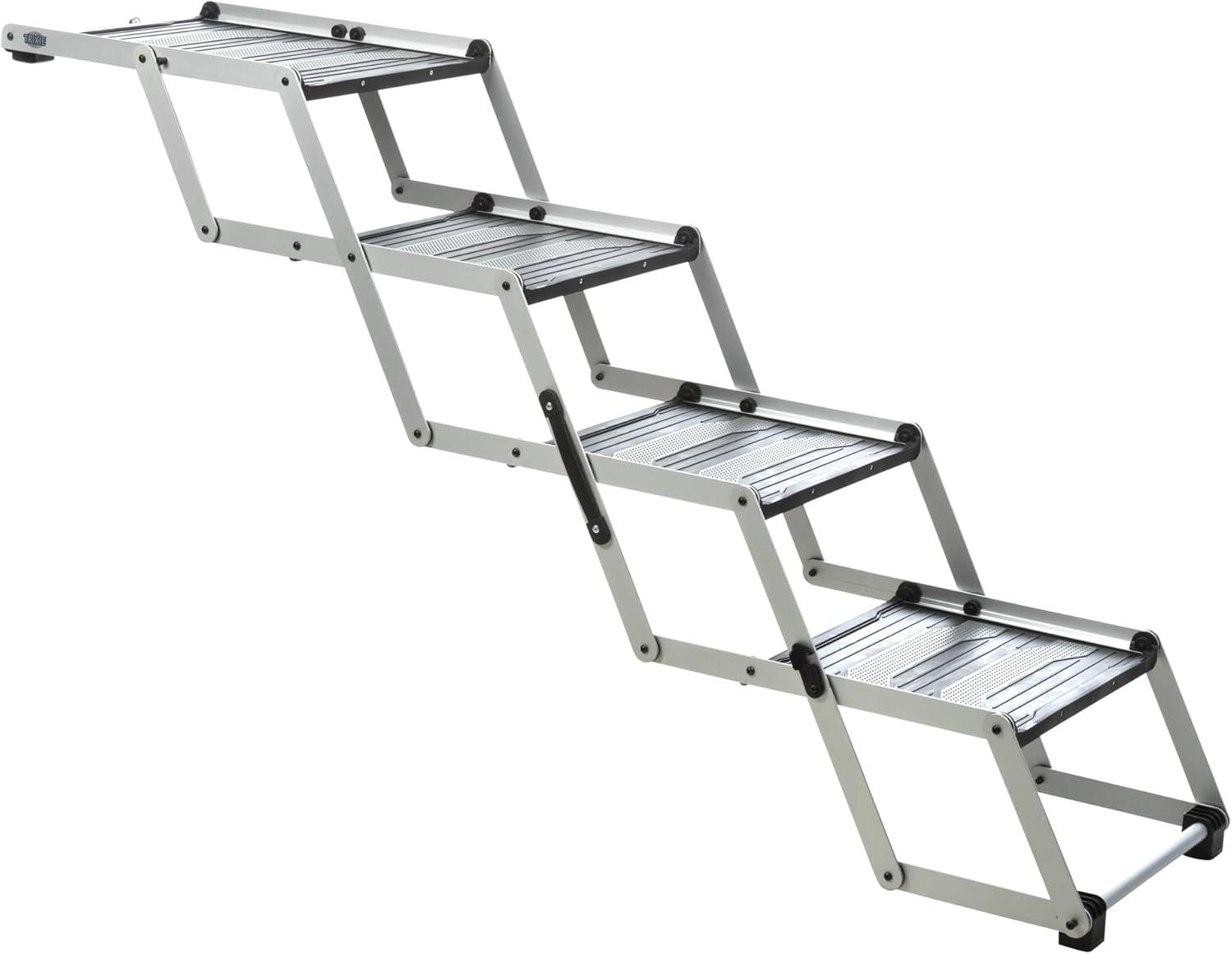 TRIXIE TRIXIE Heavy Duty Foldable 4 Step Pet Stairs, Lightweight Aluminum Portable Steps