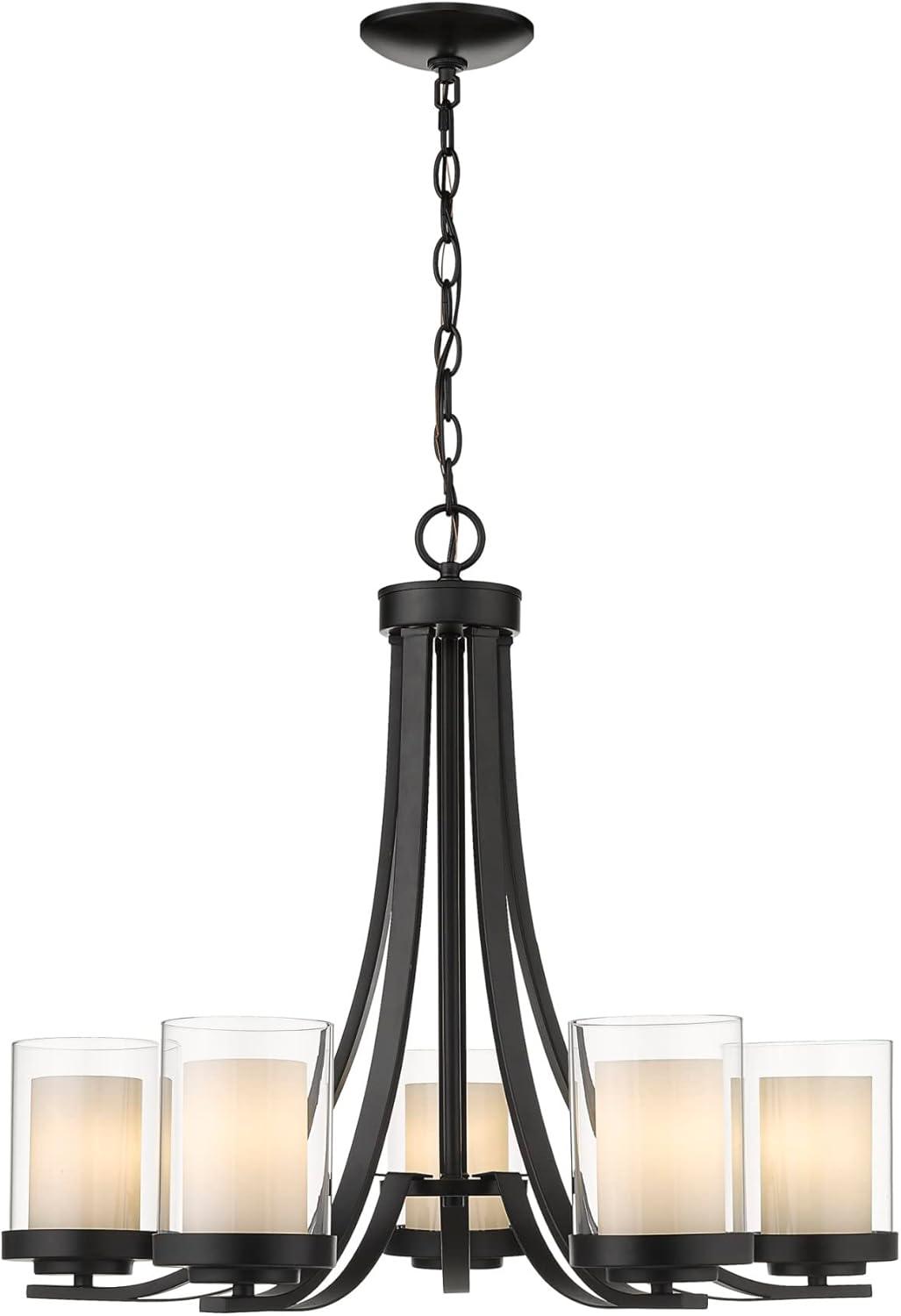 Willow Olde Bronze 5-Light Chandelier with Matte Opal & Clear Glass