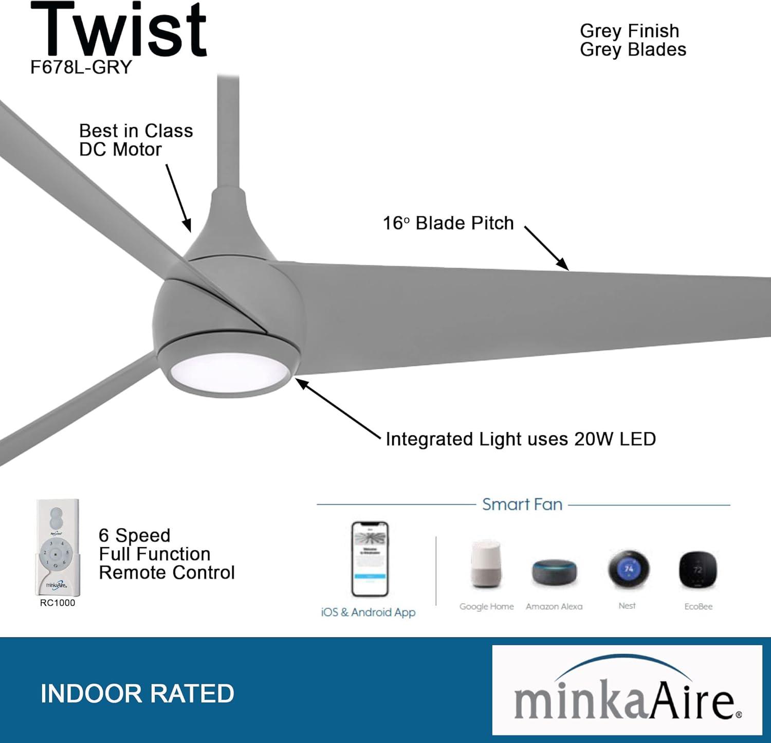 Minka Aire 52'' 3 - Blade LED Smart Standard Ceiling Fan with Remote Control and Light Kit Included
