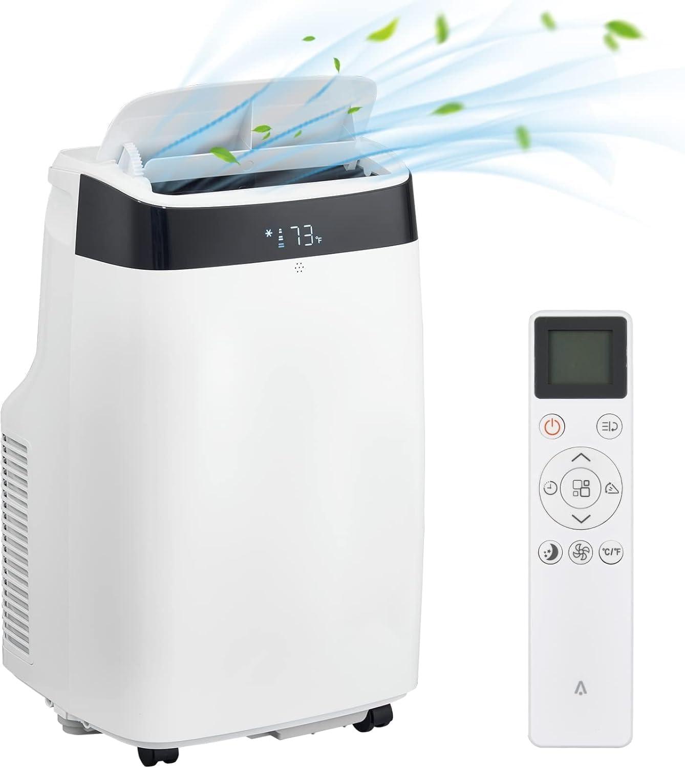 White 10,000 BTU Portable Air Conditioner with Remote and Dehumidifier