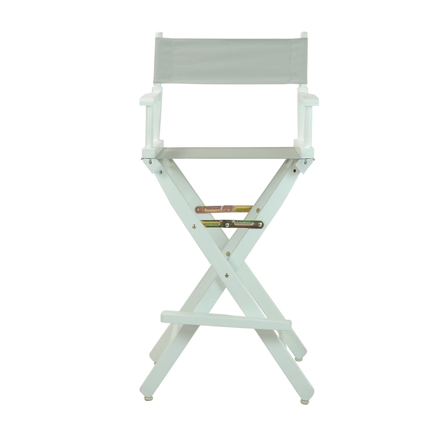 "30" Director's Chair White Frame-Gray Canvas"
