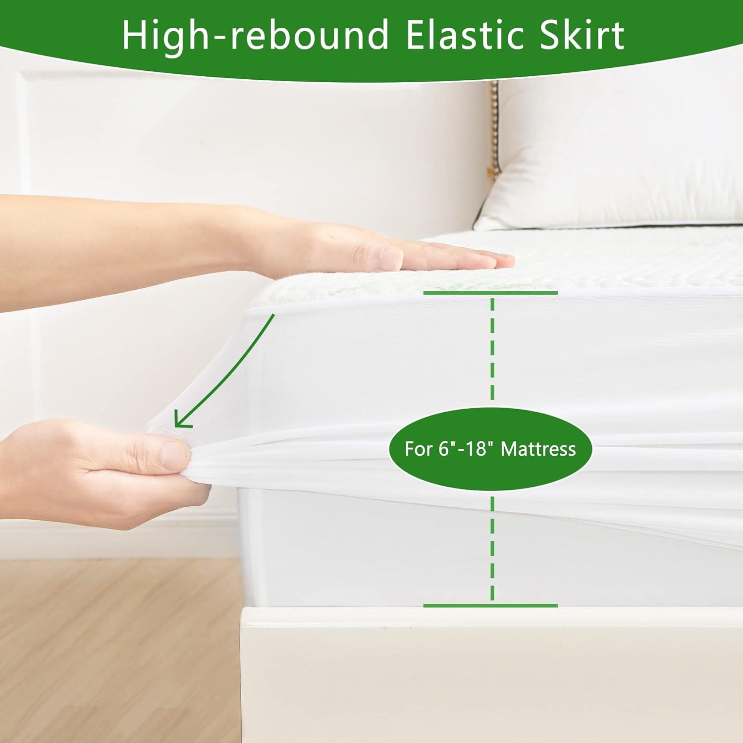 Queen Size White Bamboo Waterproof Mattress Protector