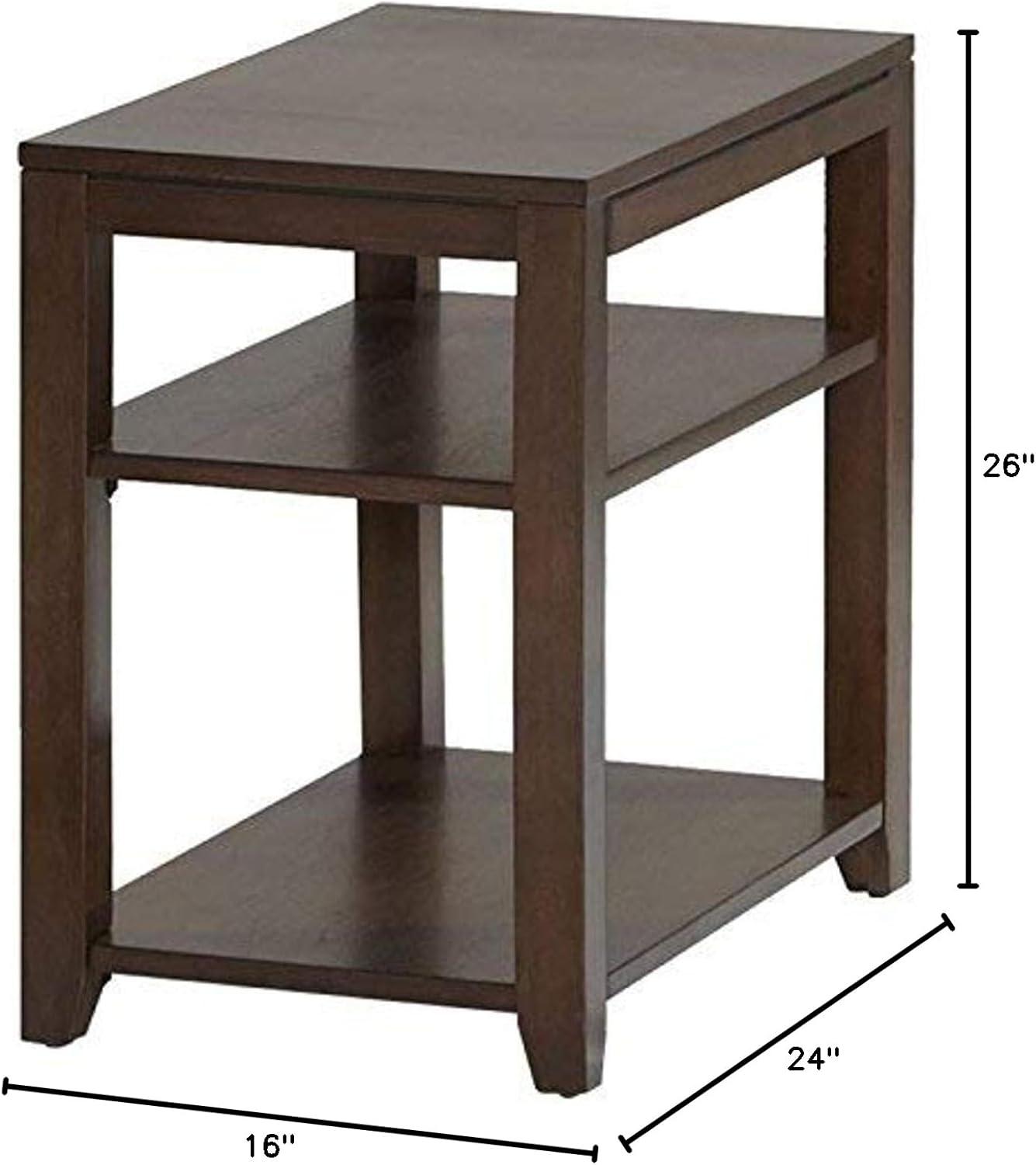 Daytona Contemporary Style Chairside Table with Pull-out Laminate Surface, Regal Walnut