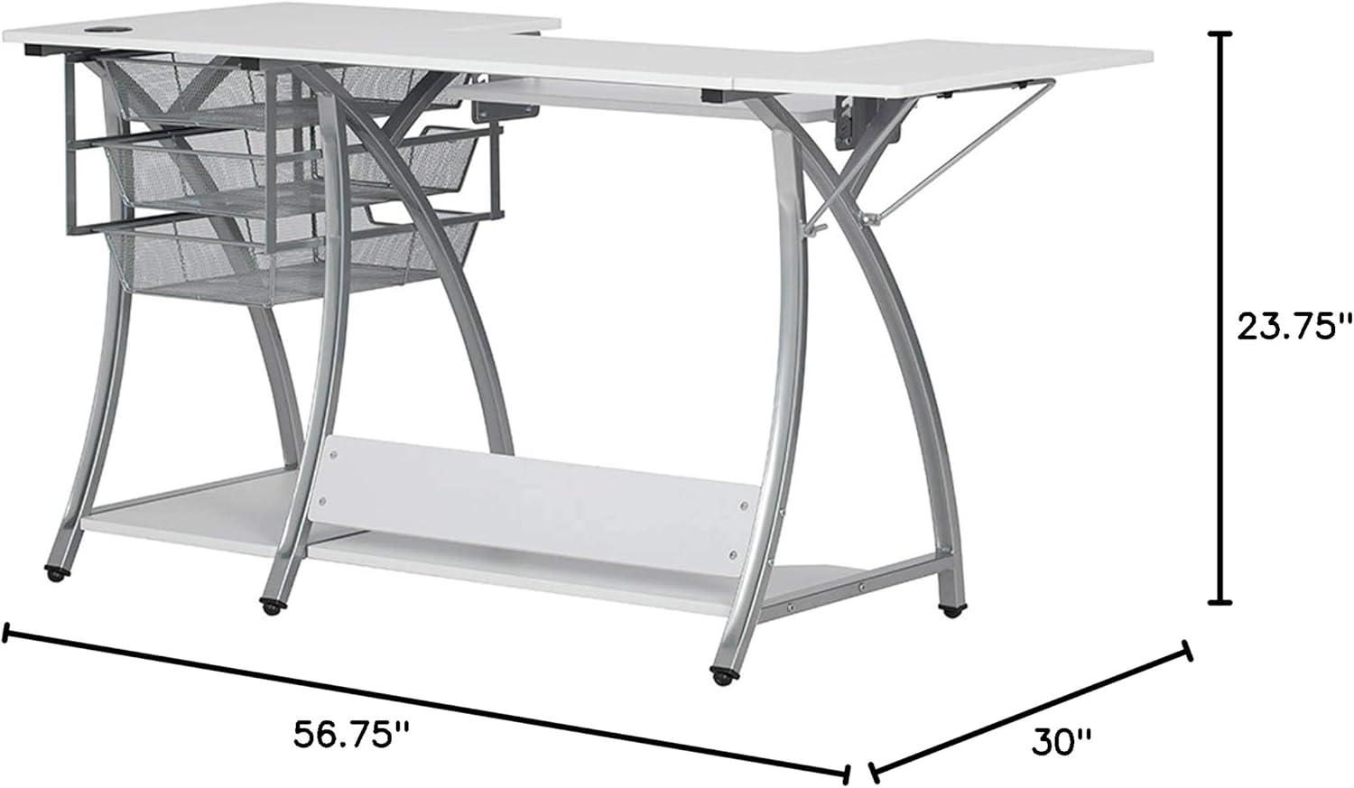 56.75'' x 23.75'' Foldable Sewing Table with Sewing Machine Platform