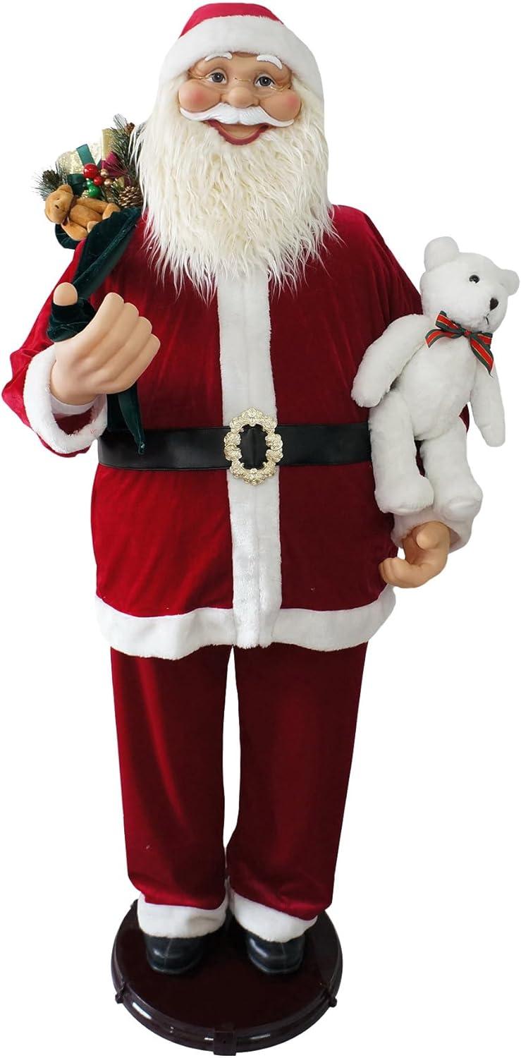 Life-Size Red Velvet Dancing Santa with Teddy Bear